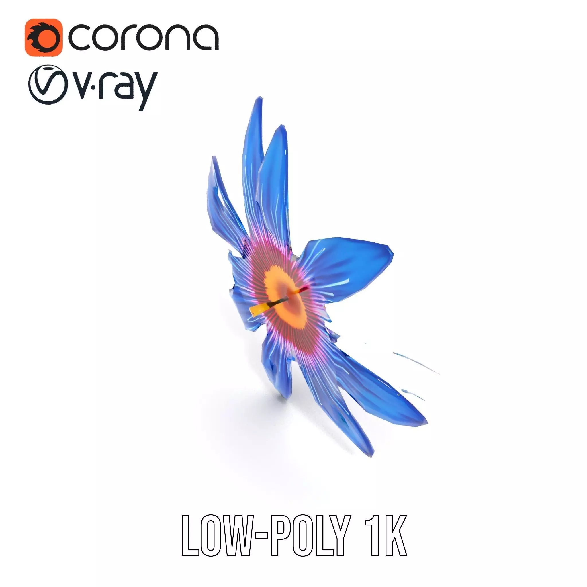 Vivid Blue Blossom model pack Low-poly 3D model_7