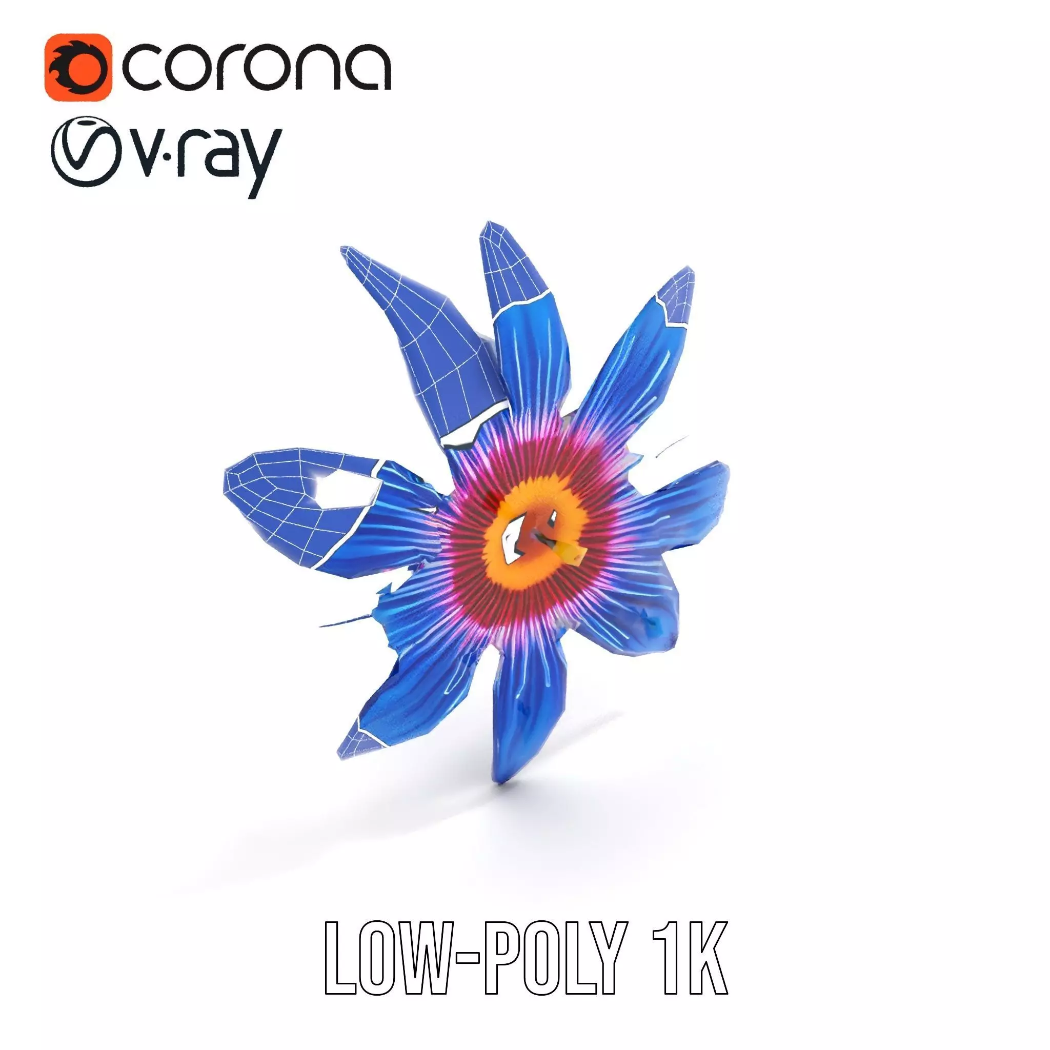 Vivid Blue Blossom model pack Low-poly 3D model_17