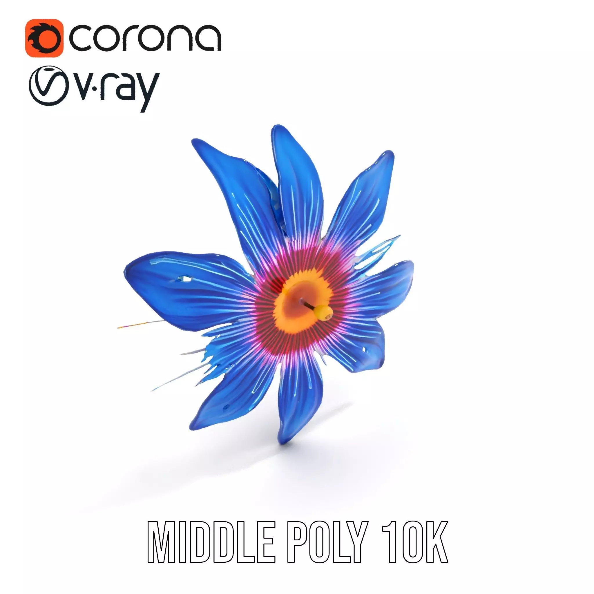 Vivid Blue Blossom model pack Low-poly 3D model_6