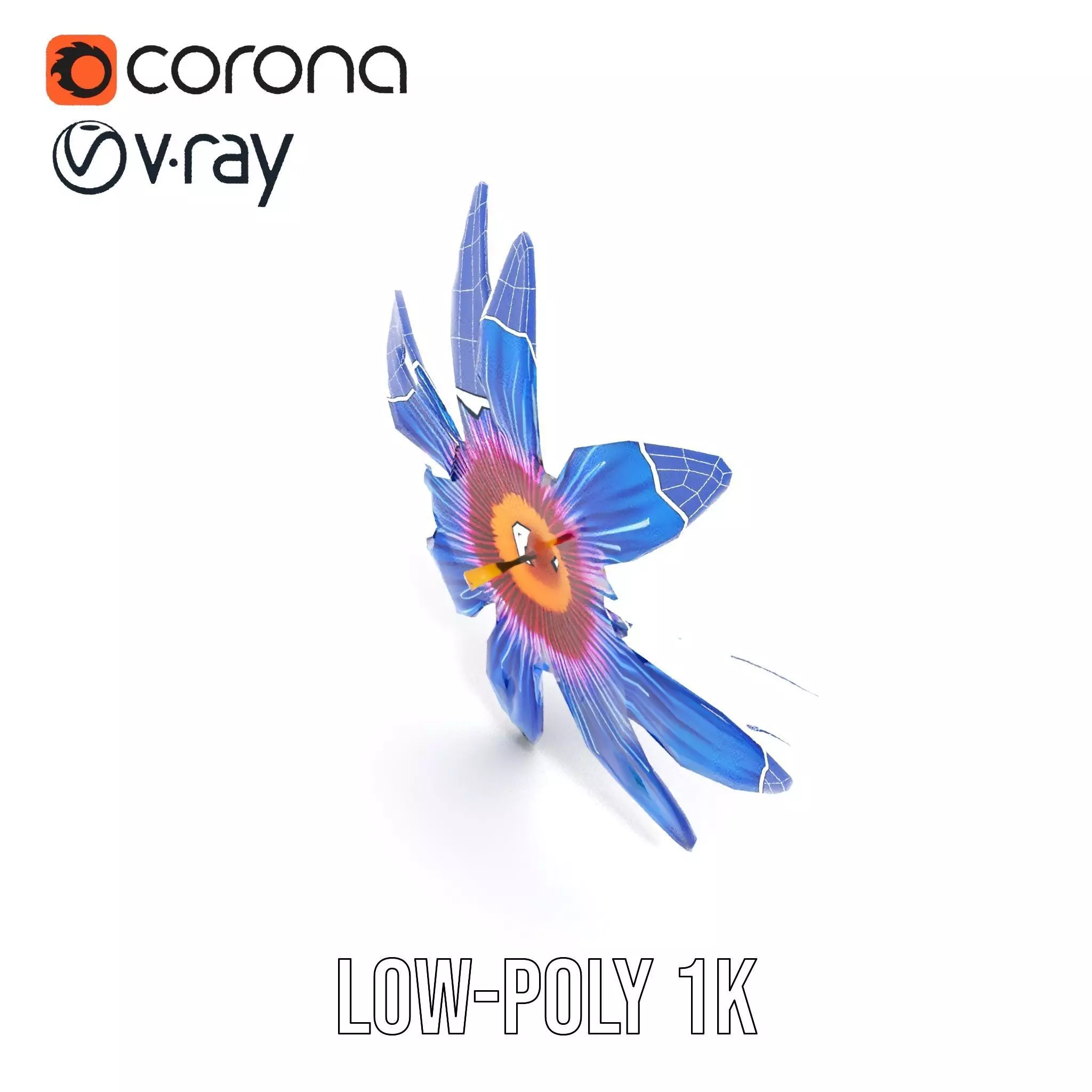 Vivid Blue Blossom model pack Low-poly 3D model_25