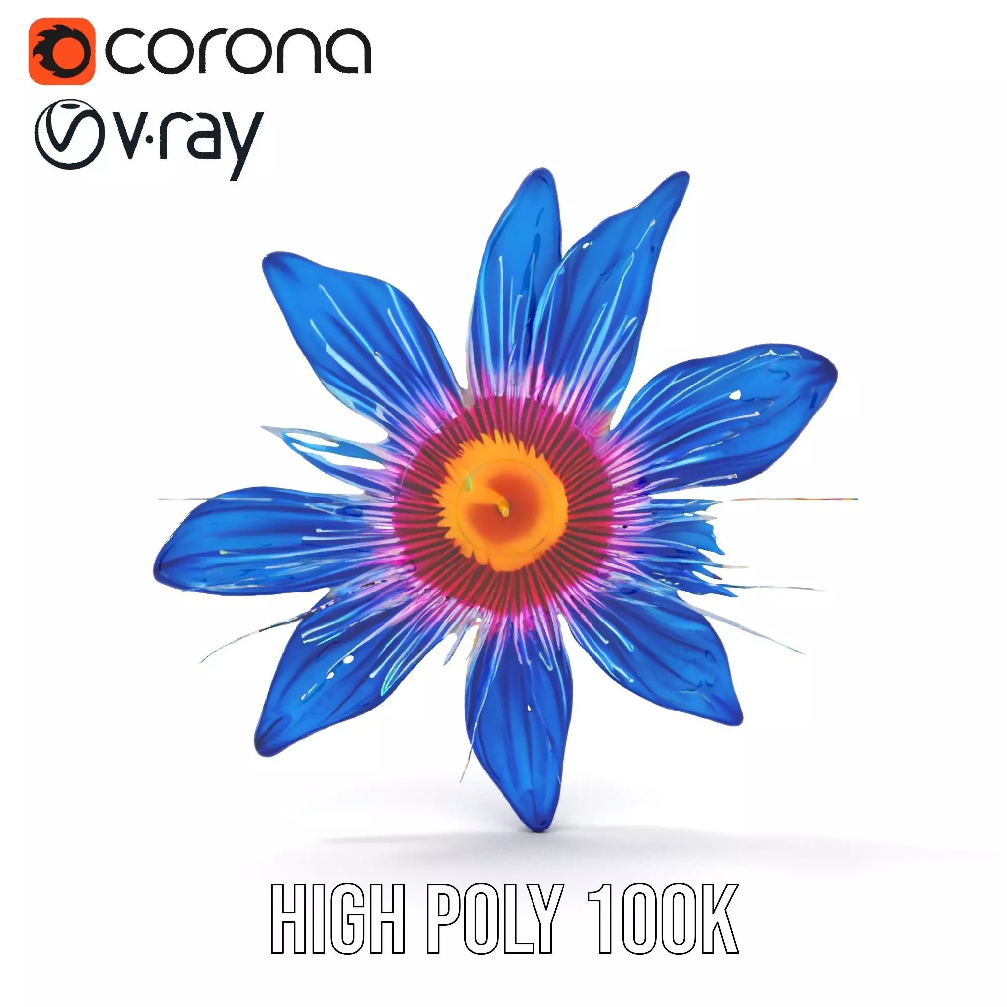 Vivid Blue Blossom model pack Low-poly 3D model_15