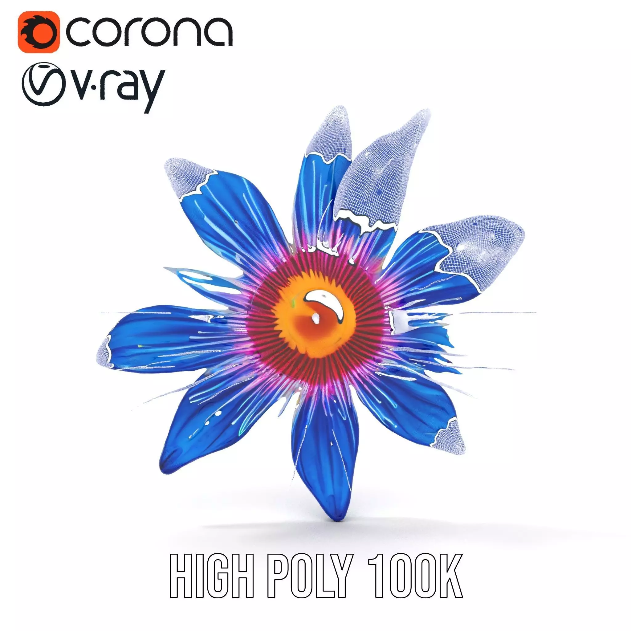 Vivid Blue Blossom model pack Low-poly 3D model_34