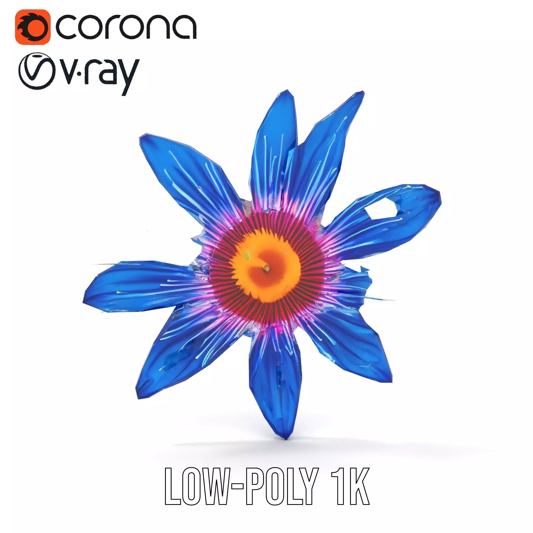 Vivid Blue Blossom model pack Low-poly 3D model_9