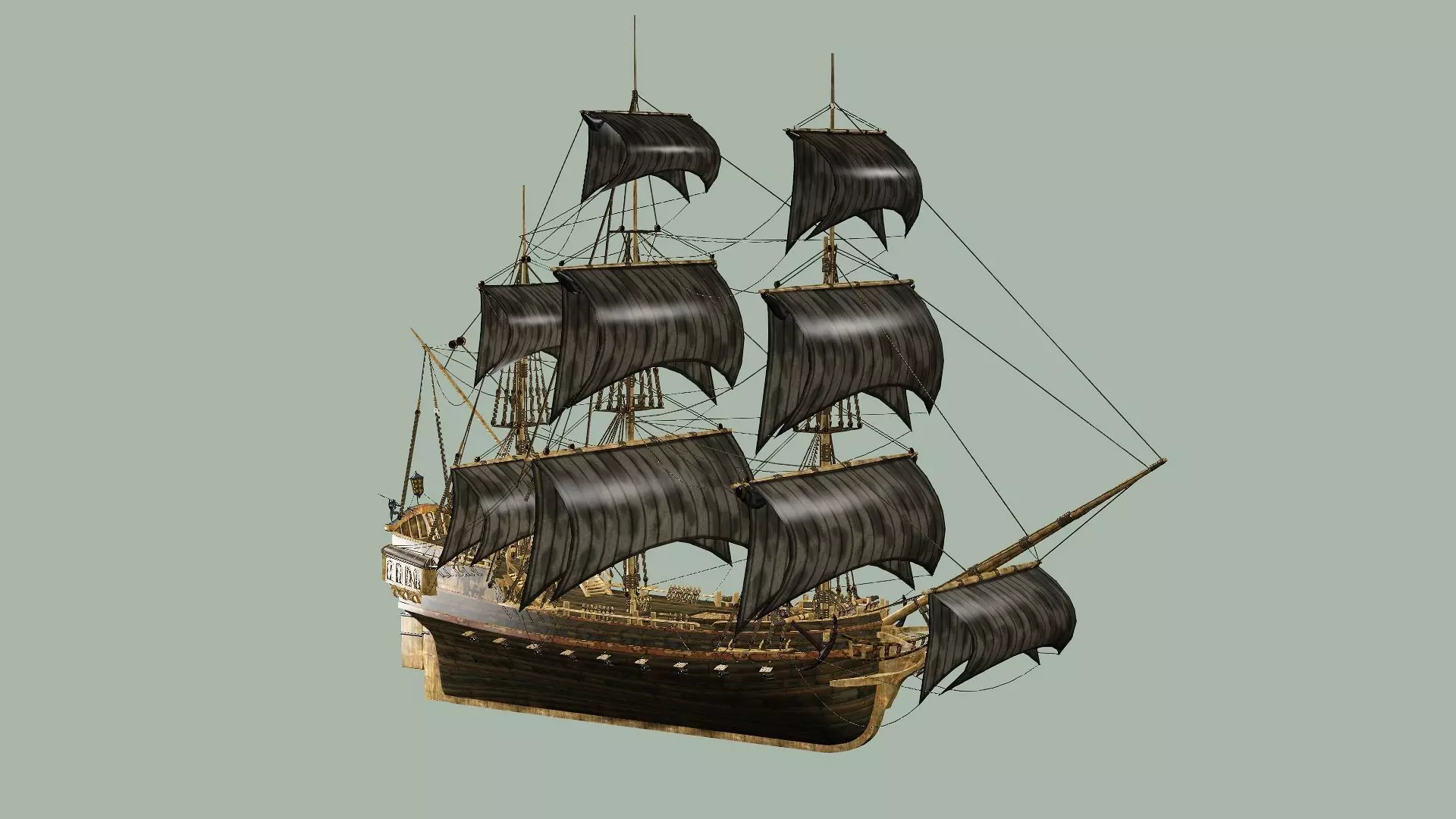 Sailboat Galleon - Game Ready B Low-poly 3D Model Low-poly 3D model_1