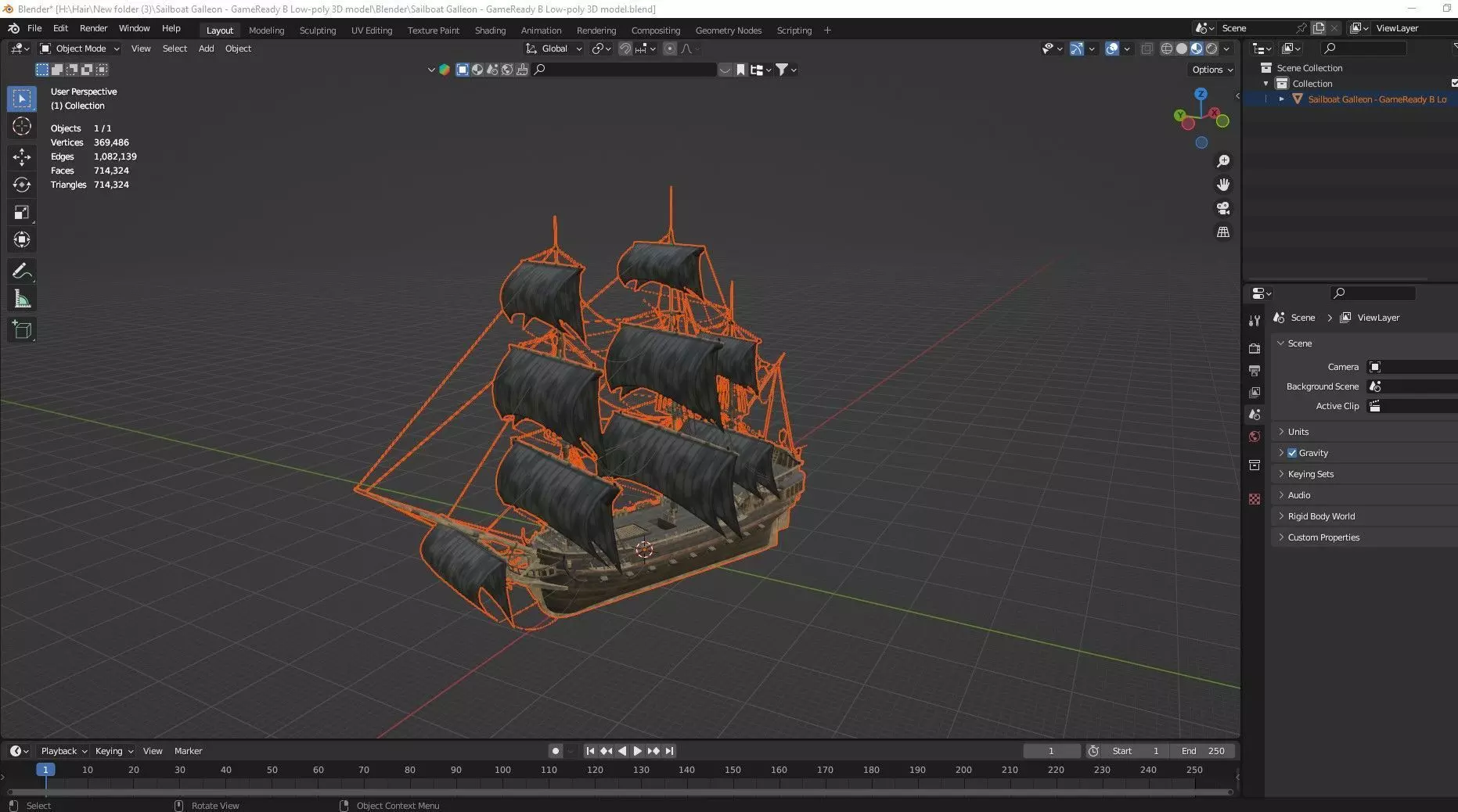 Sailboat Galleon - Game Ready B Low-poly 3D Model Low-poly 3D model_23