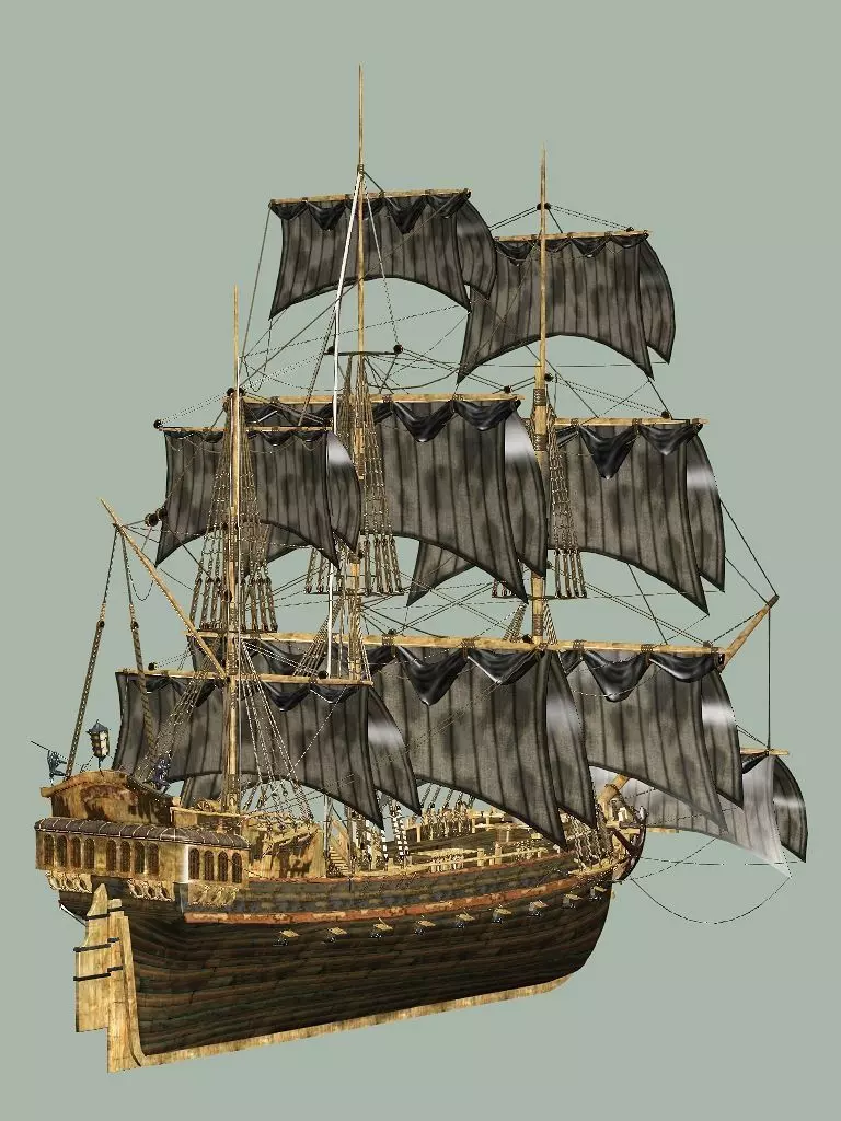 Sailboat Galleon - Game Ready B Low-poly 3D Model Low-poly 3D model_6