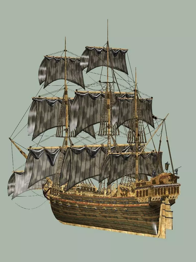 Sailboat Galleon - Game Ready B Low-poly 3D Model Low-poly 3D model_8