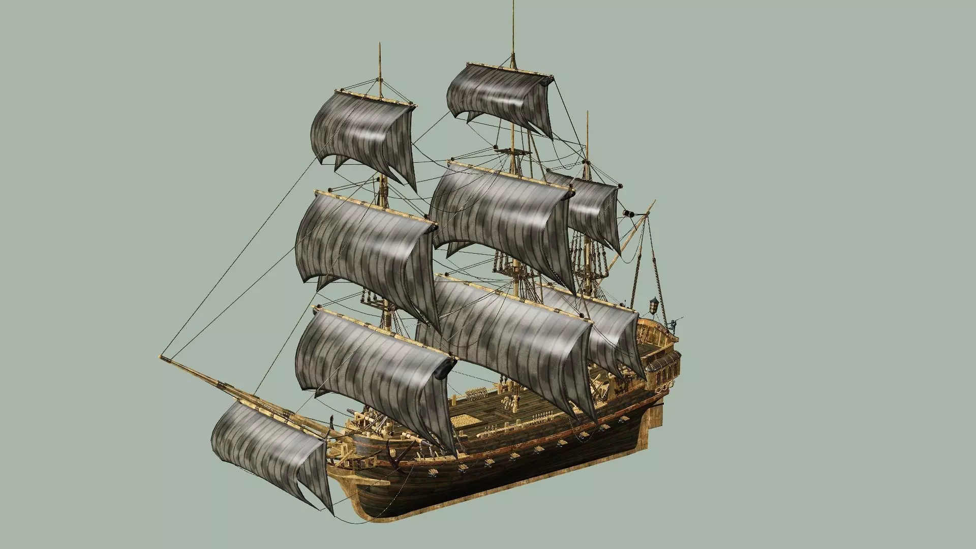 Sailboat Galleon - Game Ready B Low-poly 3D Model Low-poly 3D model_0