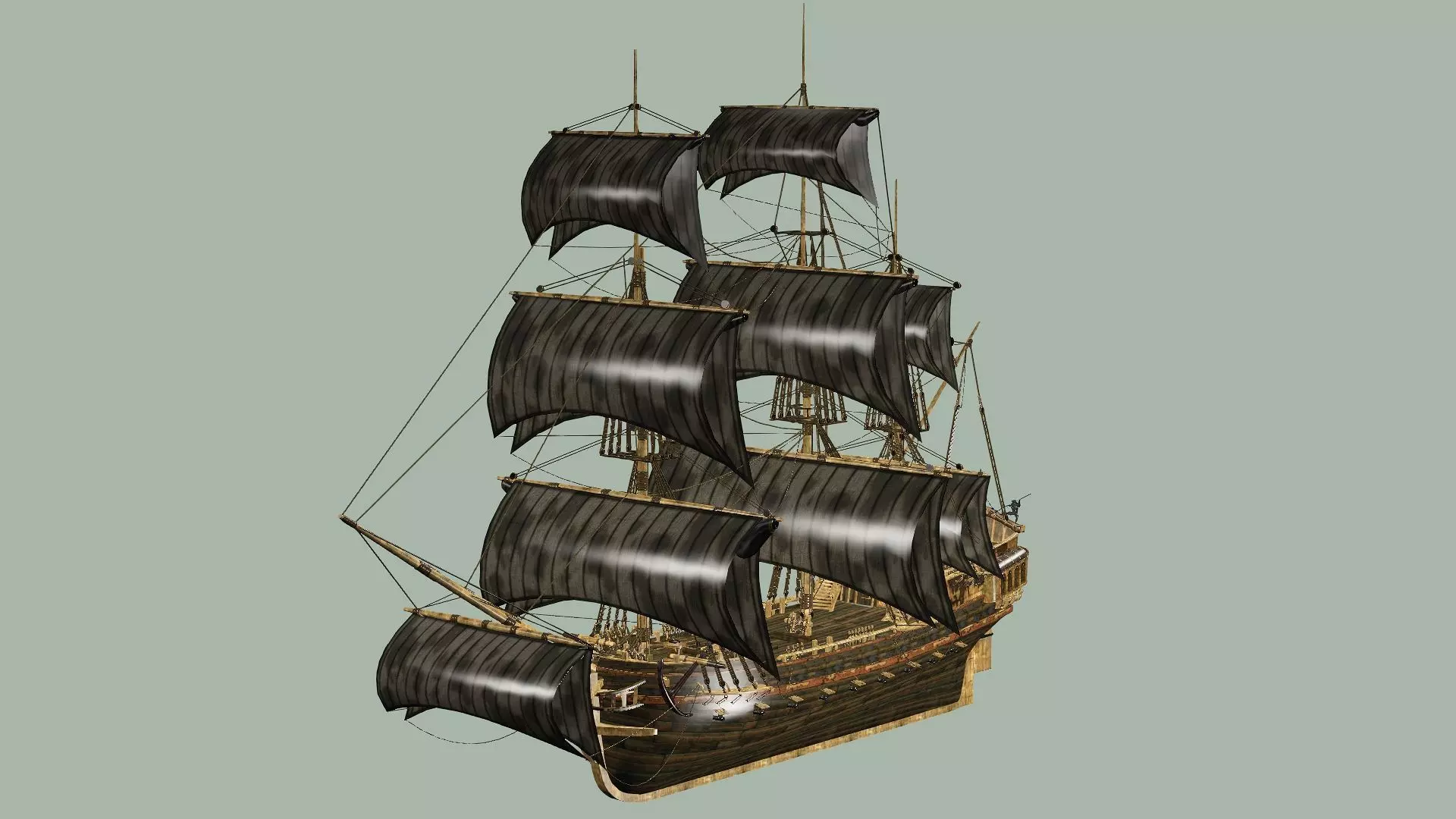 Sailboat Galleon - Game Ready B Low-poly 3D Model Low-poly 3D model_21