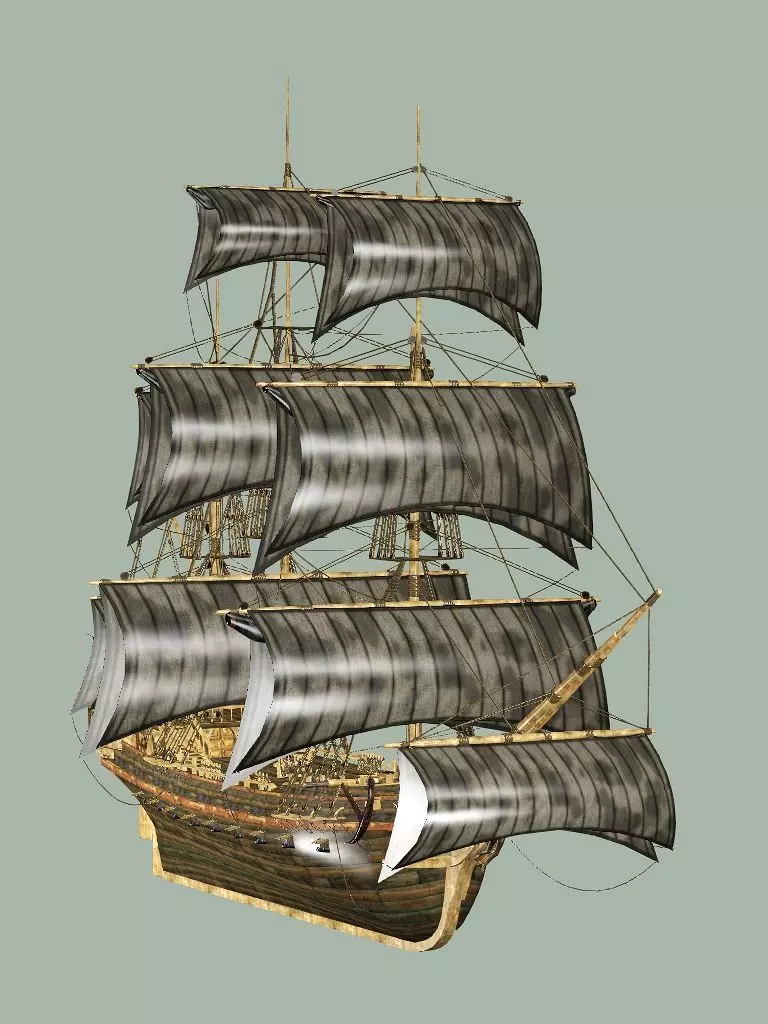 Sailboat Galleon - Game Ready B Low-poly 3D Model Low-poly 3D model_7