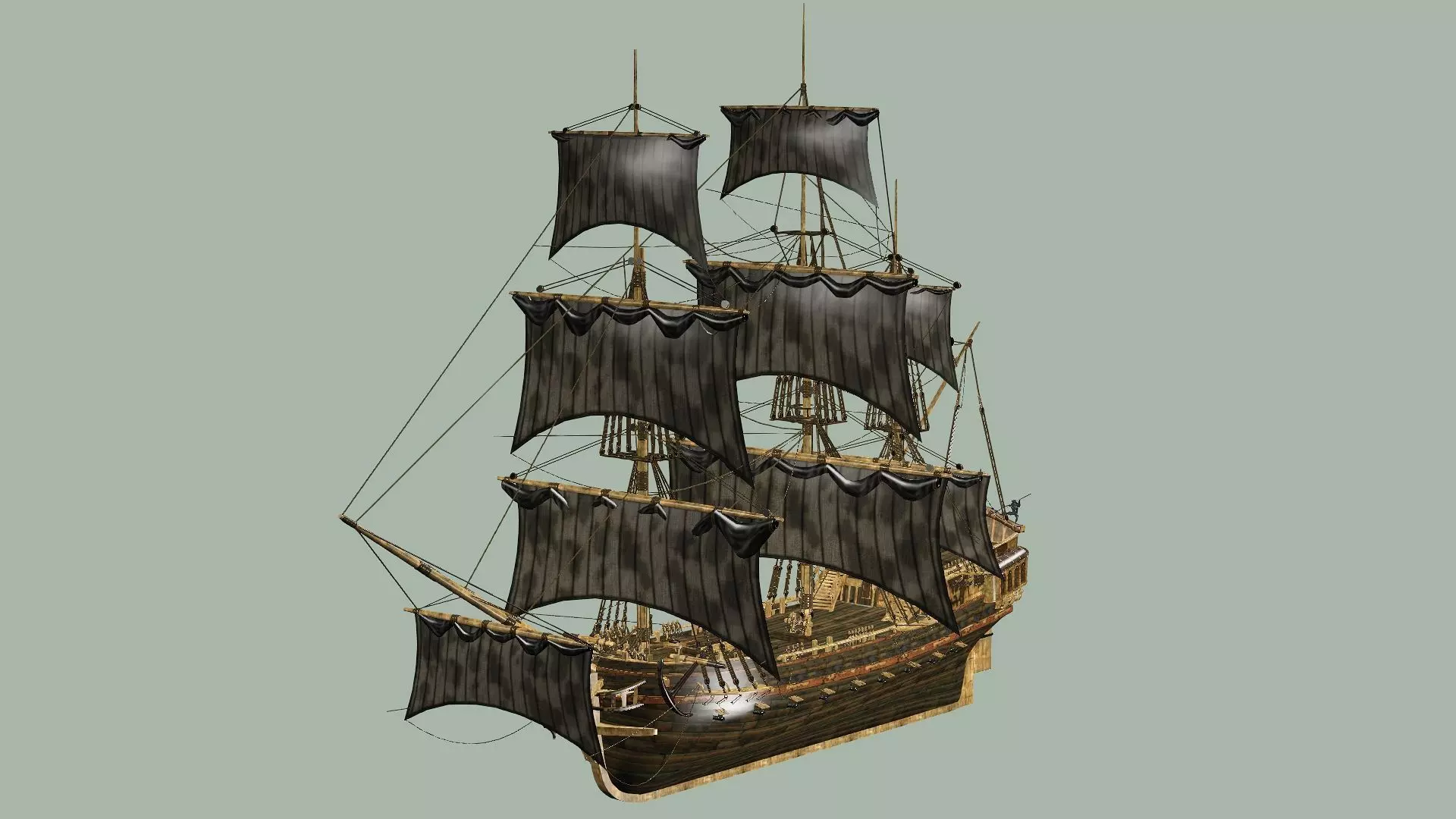 Sailboat Galleon - Game Ready B Low-poly 3D Model Low-poly 3D model_3