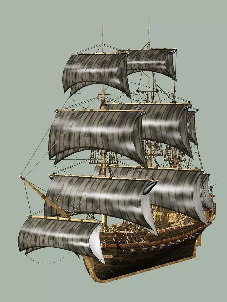 Sailboat Galleon - Game Ready B Low-poly 3D Model Low-poly 3D model_9