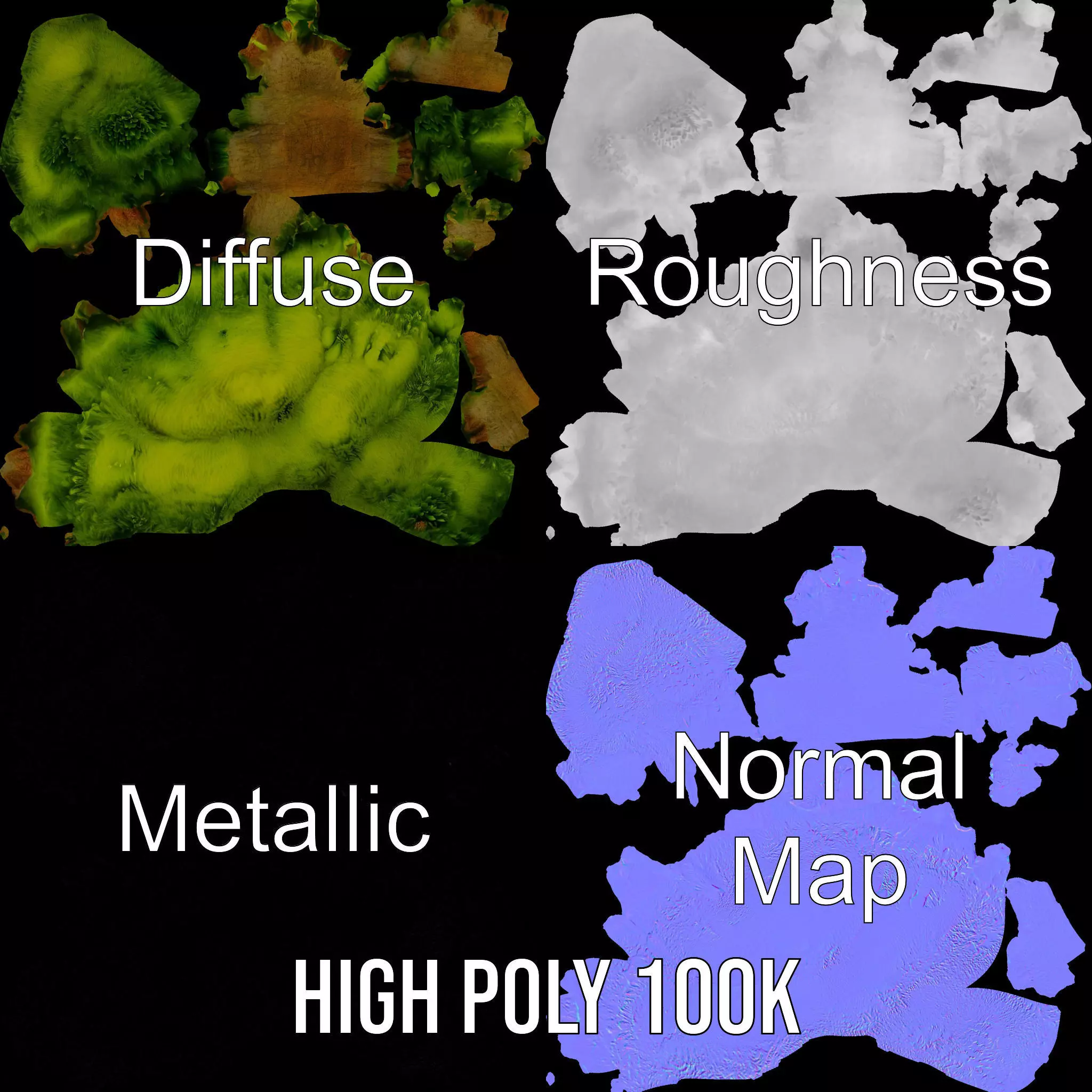 Vibrant Green Moss Clump model pack Low-poly 3D model_3