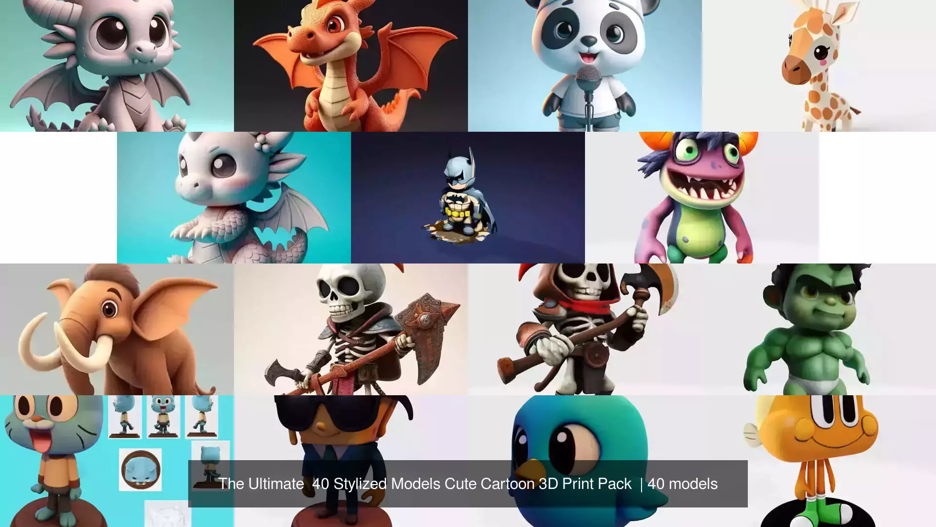 The Ultimate  40 Stylized Models Cute Cartoon 3D Print Pack  3D Model Collection_2