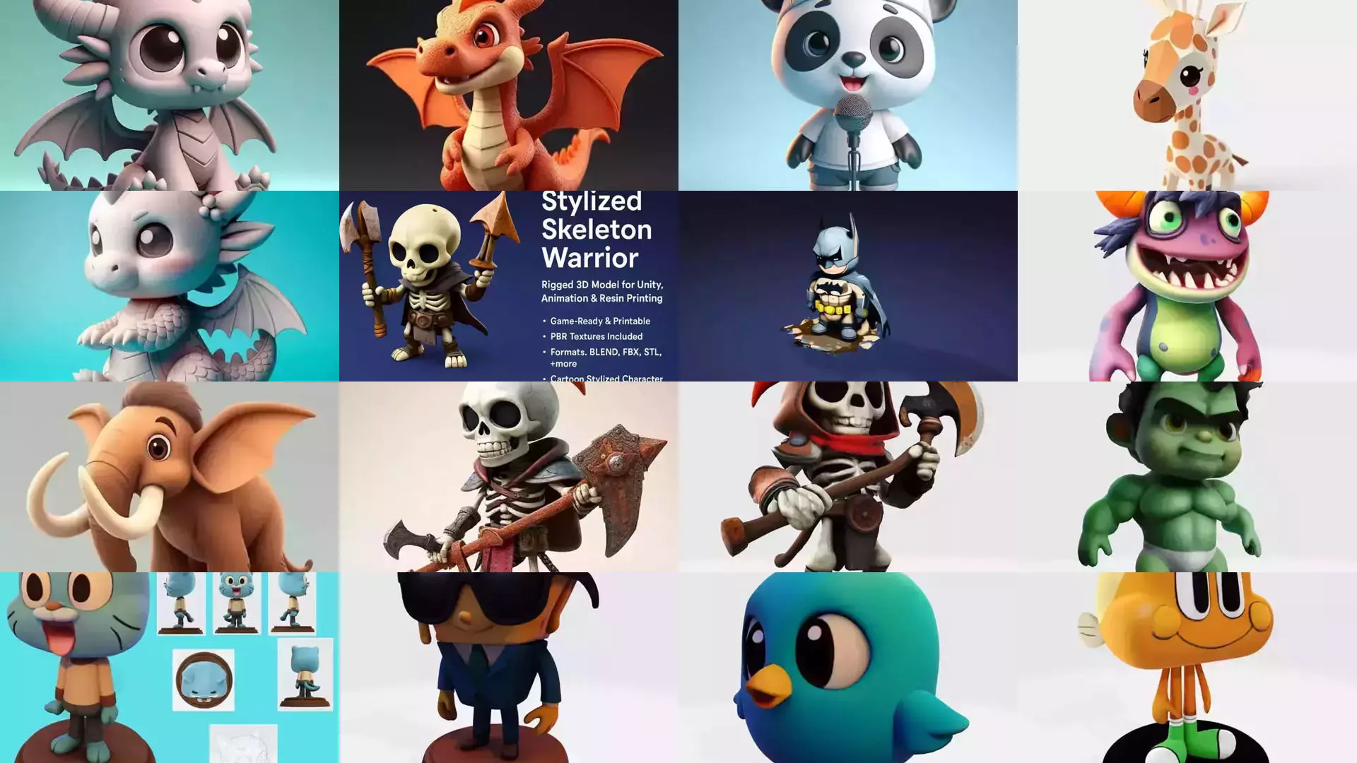 The Ultimate  40 Stylized Models Cute Cartoon 3D Print Pack  3D Model Collection_3