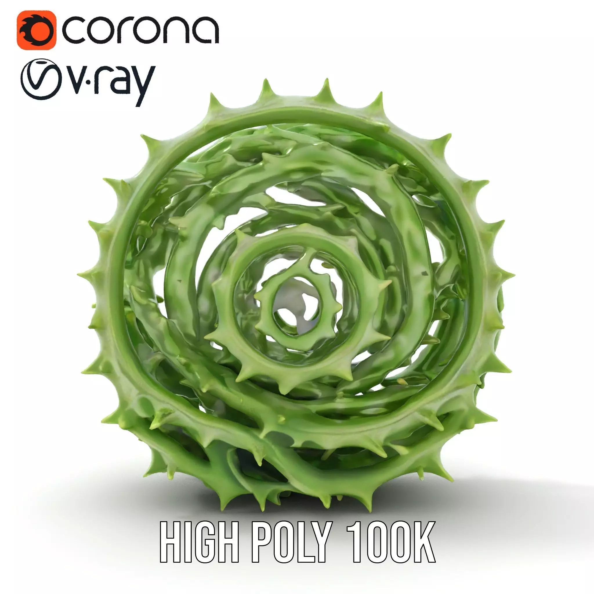 Green Spiral Thorn model pack Low-poly 3D model_31