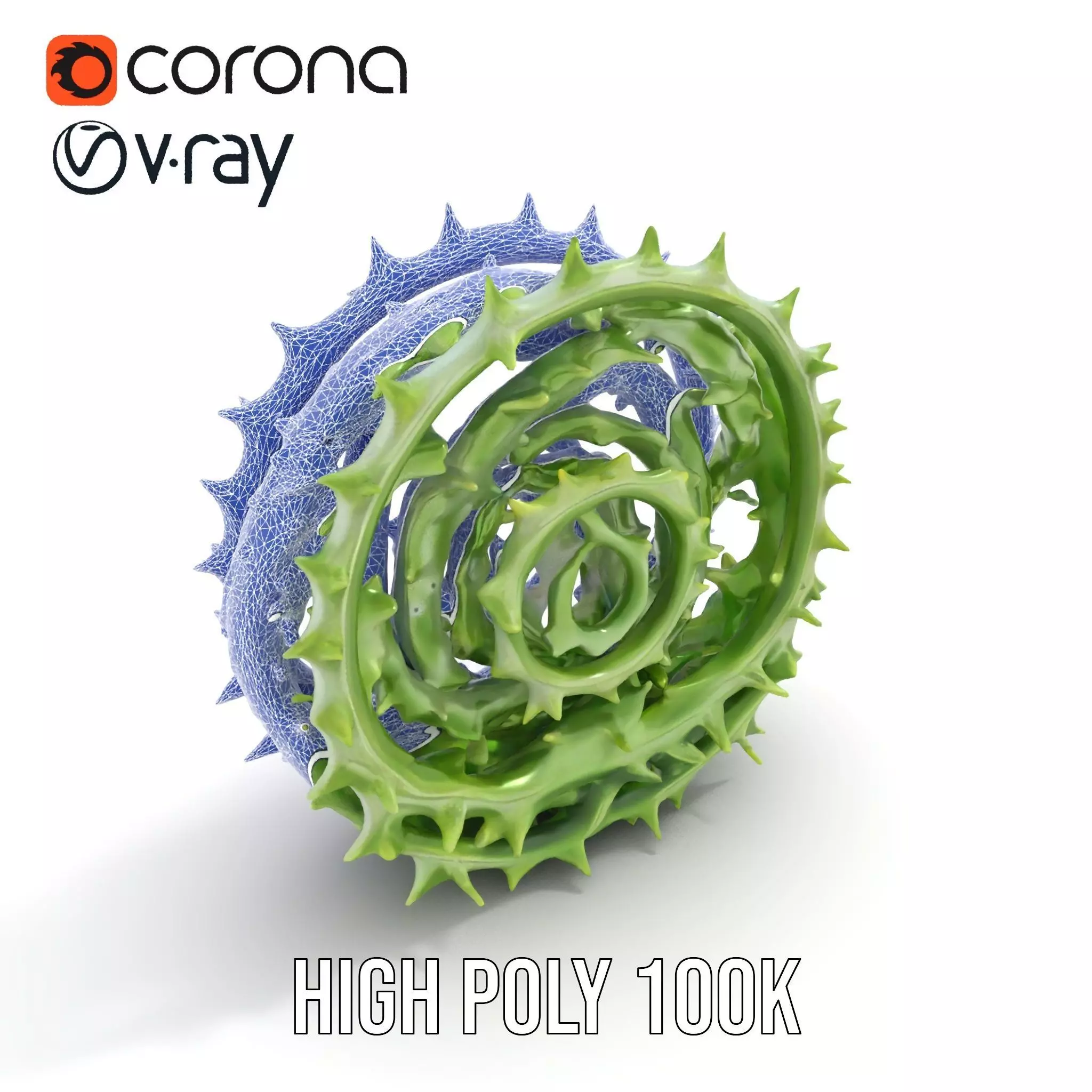 Green Spiral Thorn model pack Low-poly 3D model_19