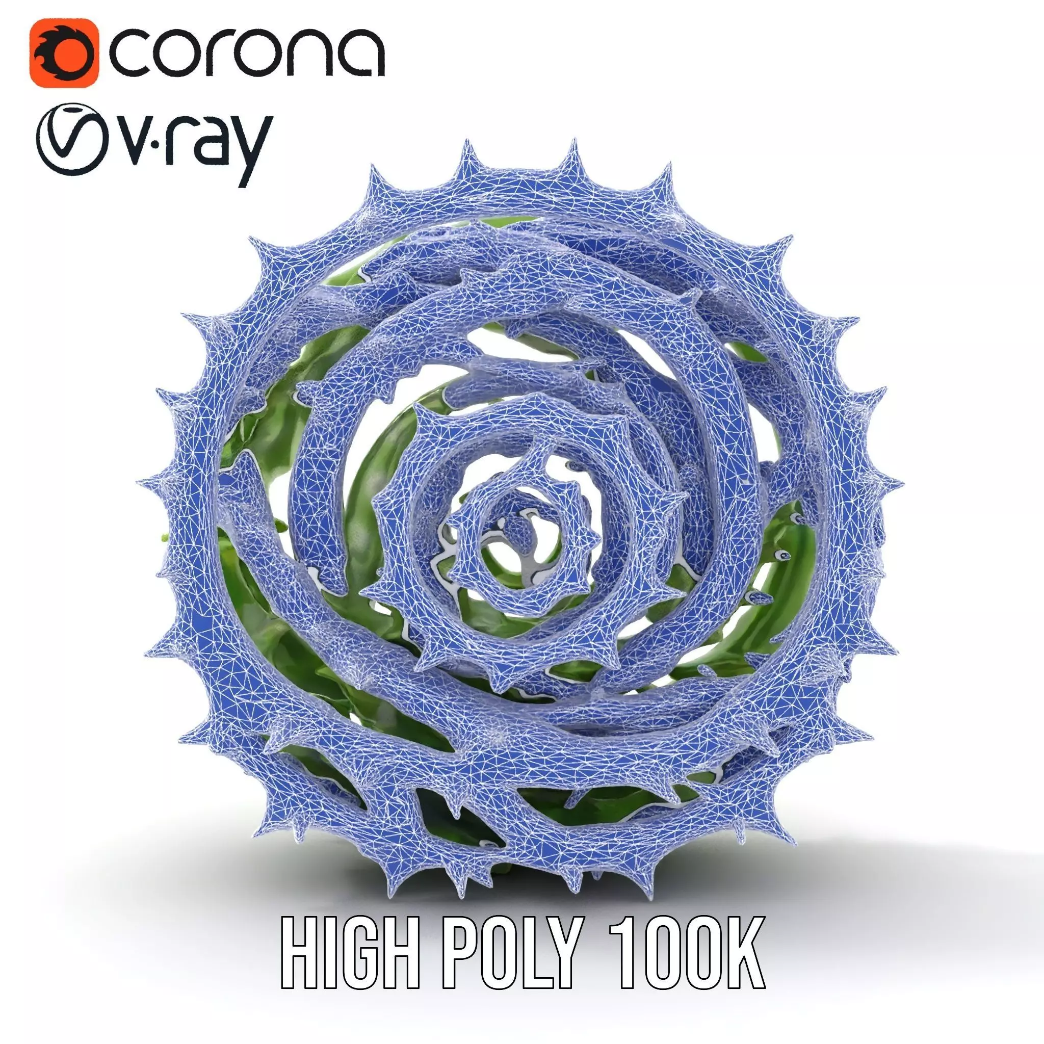 Green Spiral Thorn model pack Low-poly 3D model_34