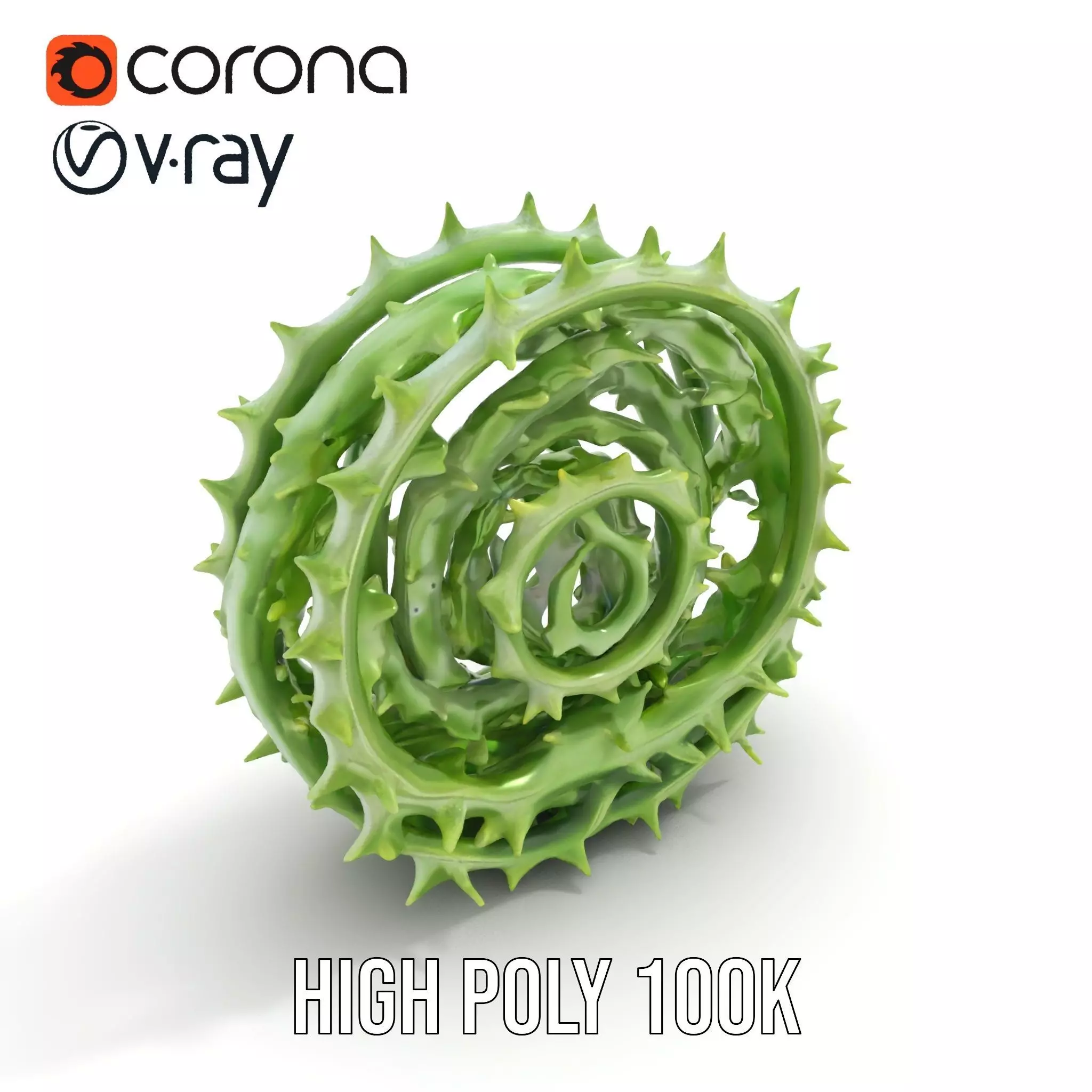 Green Spiral Thorn model pack Low-poly 3D model_25