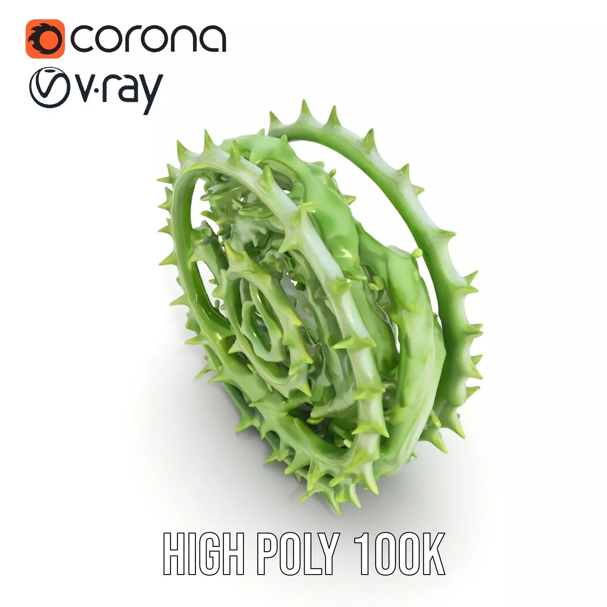 Green Spiral Thorn model pack Low-poly 3D model_22