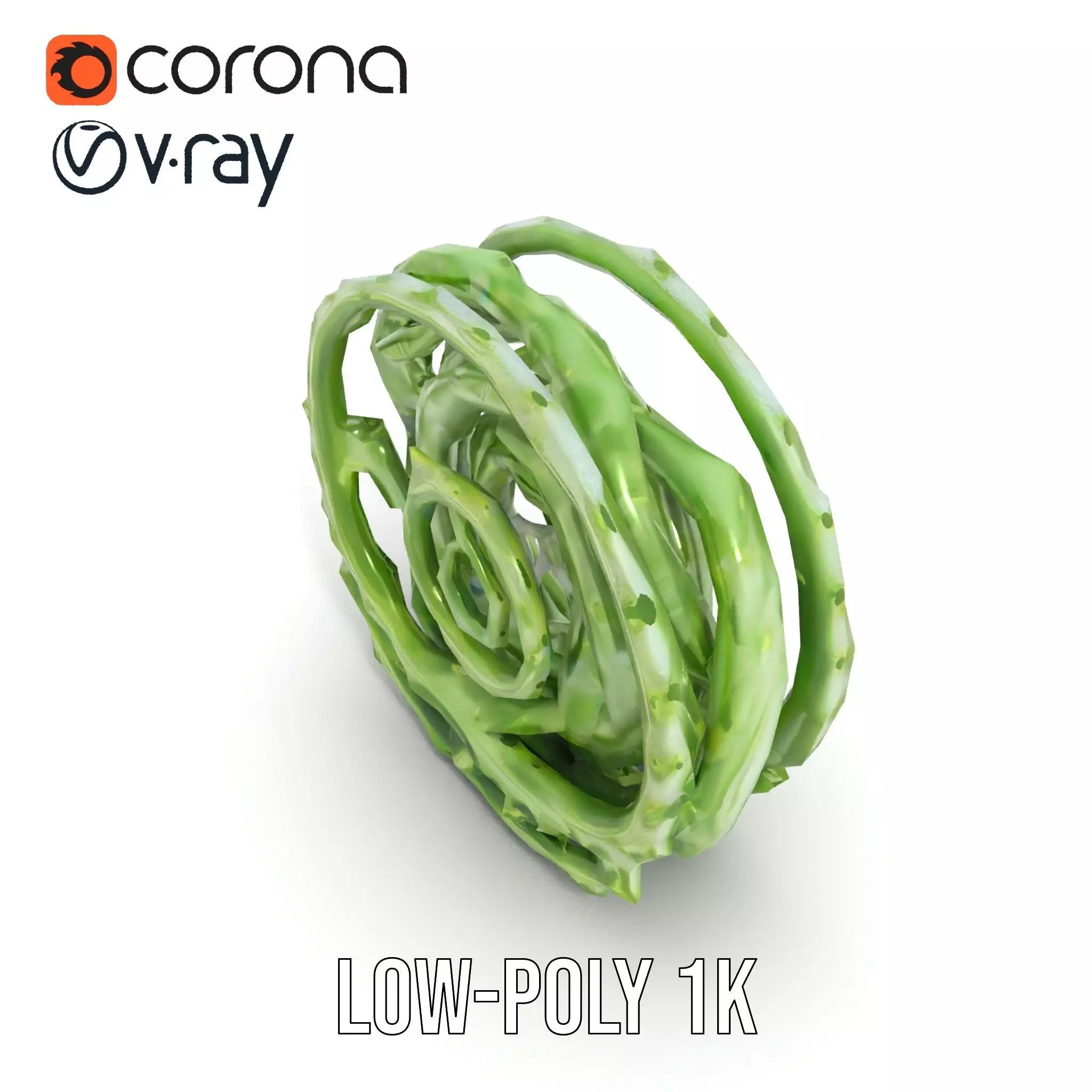 Green Spiral Thorn model pack Low-poly 3D model_16