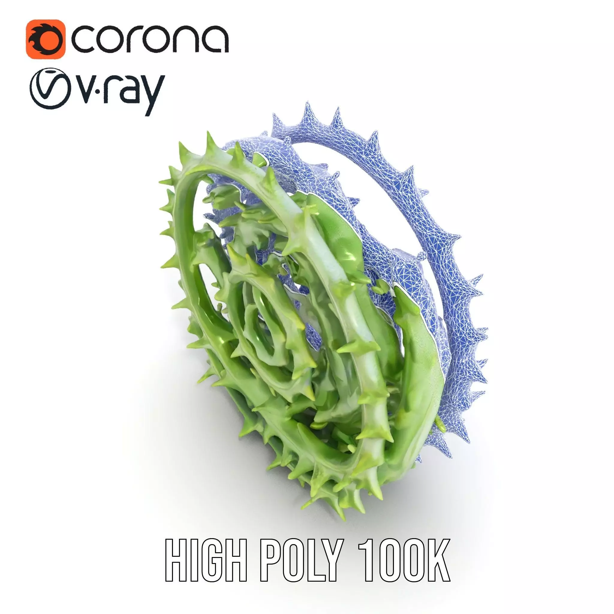 Green Spiral Thorn model pack Low-poly 3D model_26