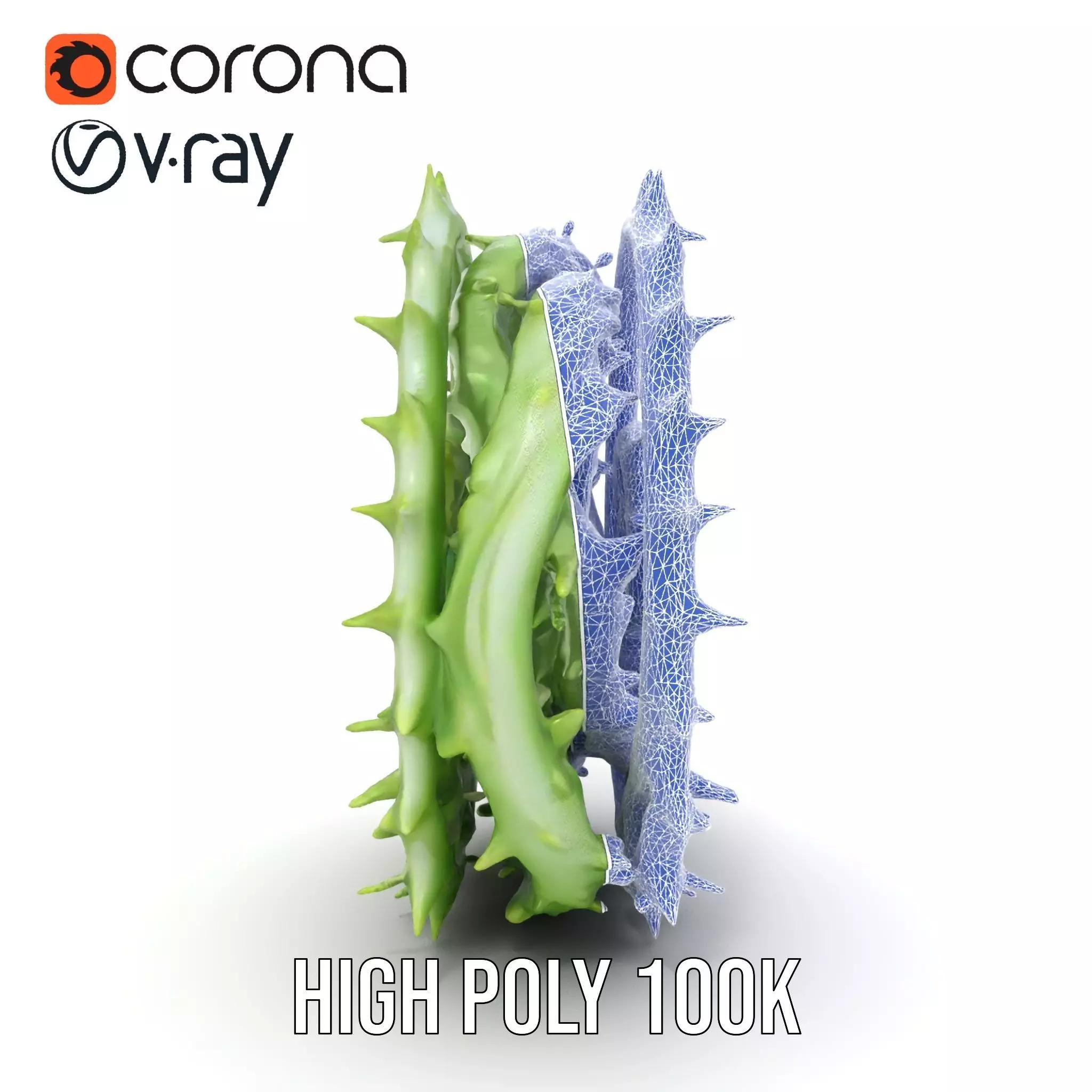 Green Spiral Thorn model pack Low-poly 3D model_29