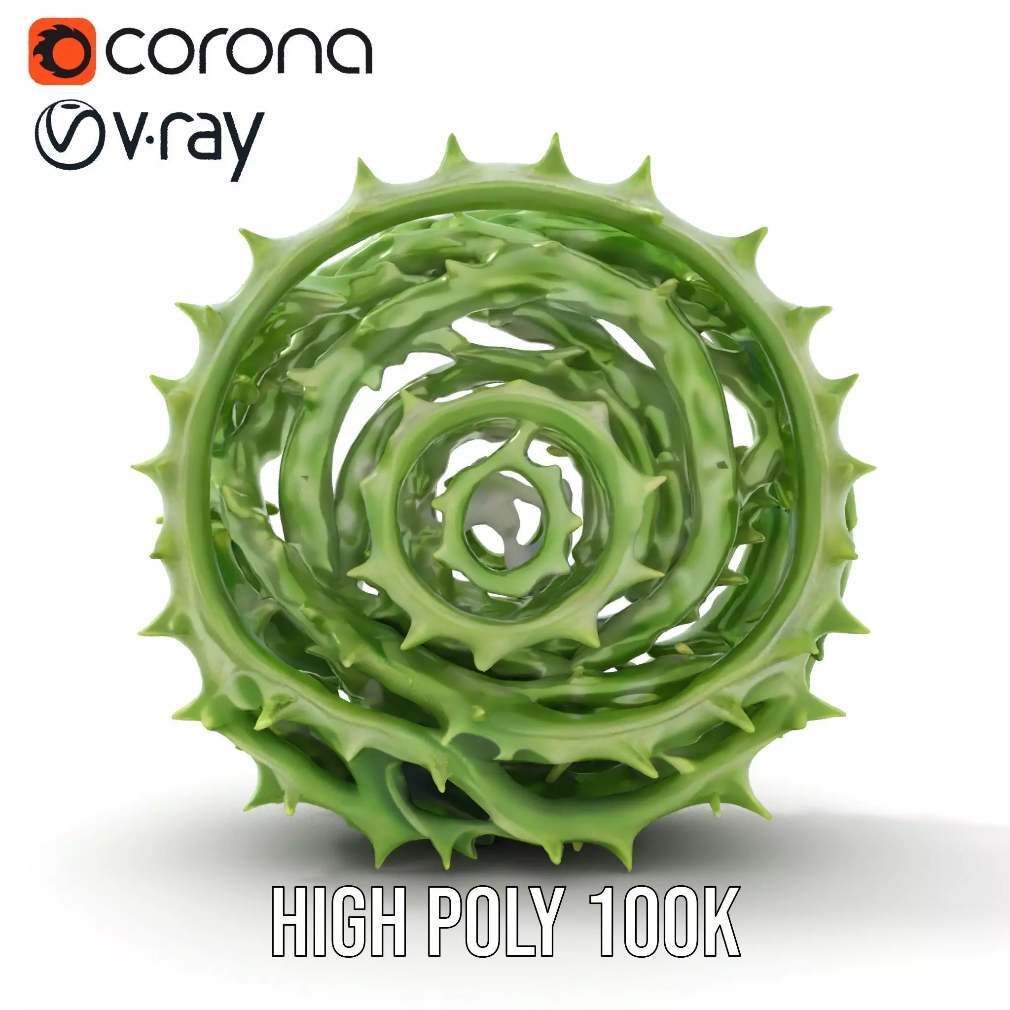 Green Spiral Thorn model pack Low-poly 3D model_15