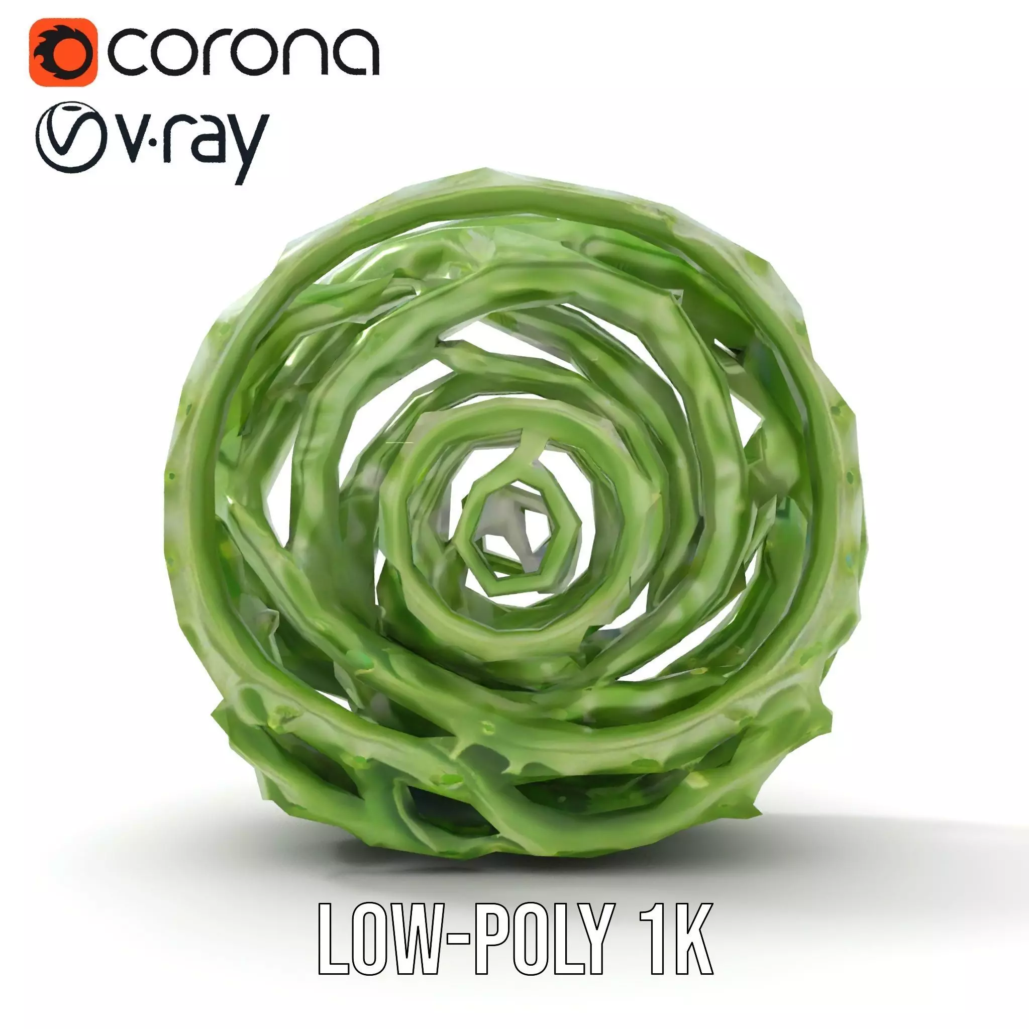 Green Spiral Thorn model pack Low-poly 3D model_30