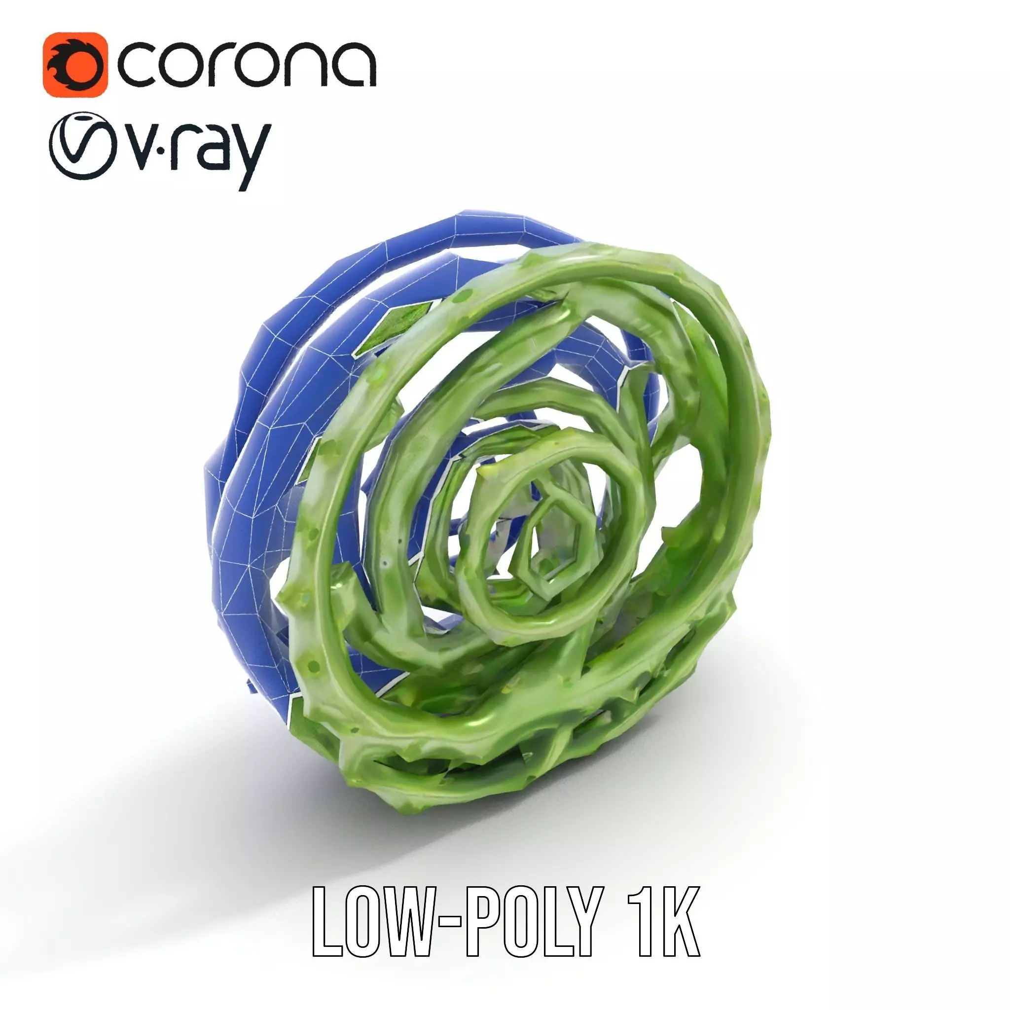 Green Spiral Thorn model pack Low-poly 3D model_24