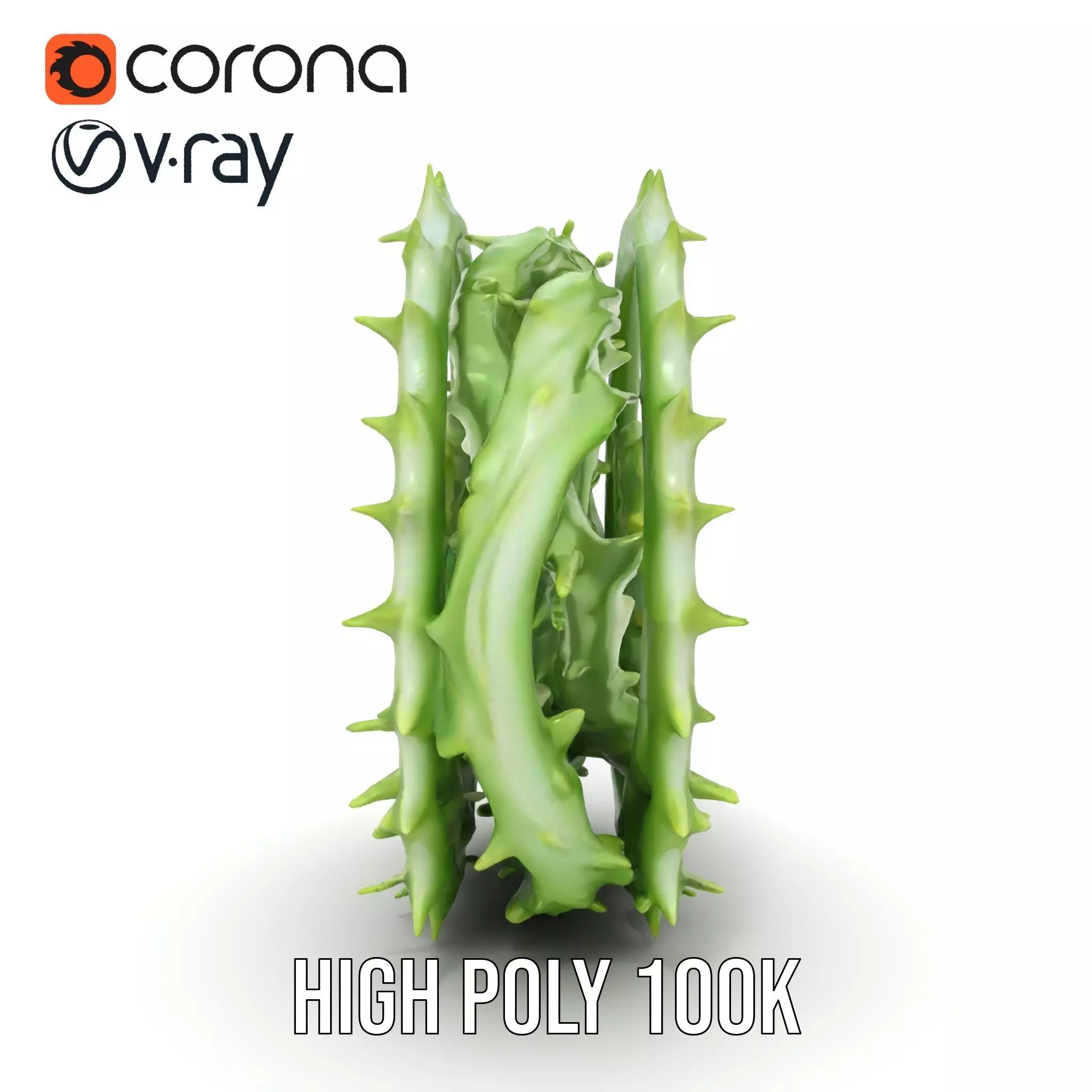 Green Spiral Thorn model pack Low-poly 3D model_28