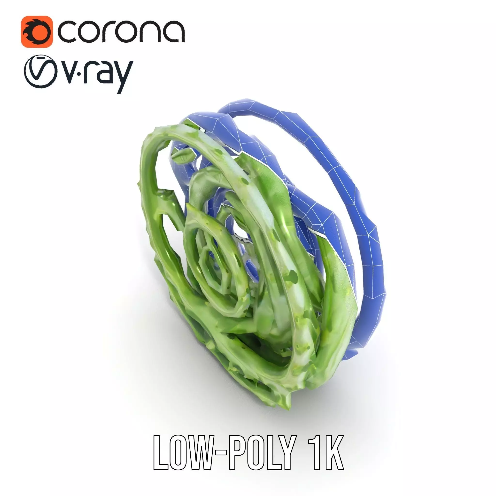 Green Spiral Thorn model pack Low-poly 3D model_18