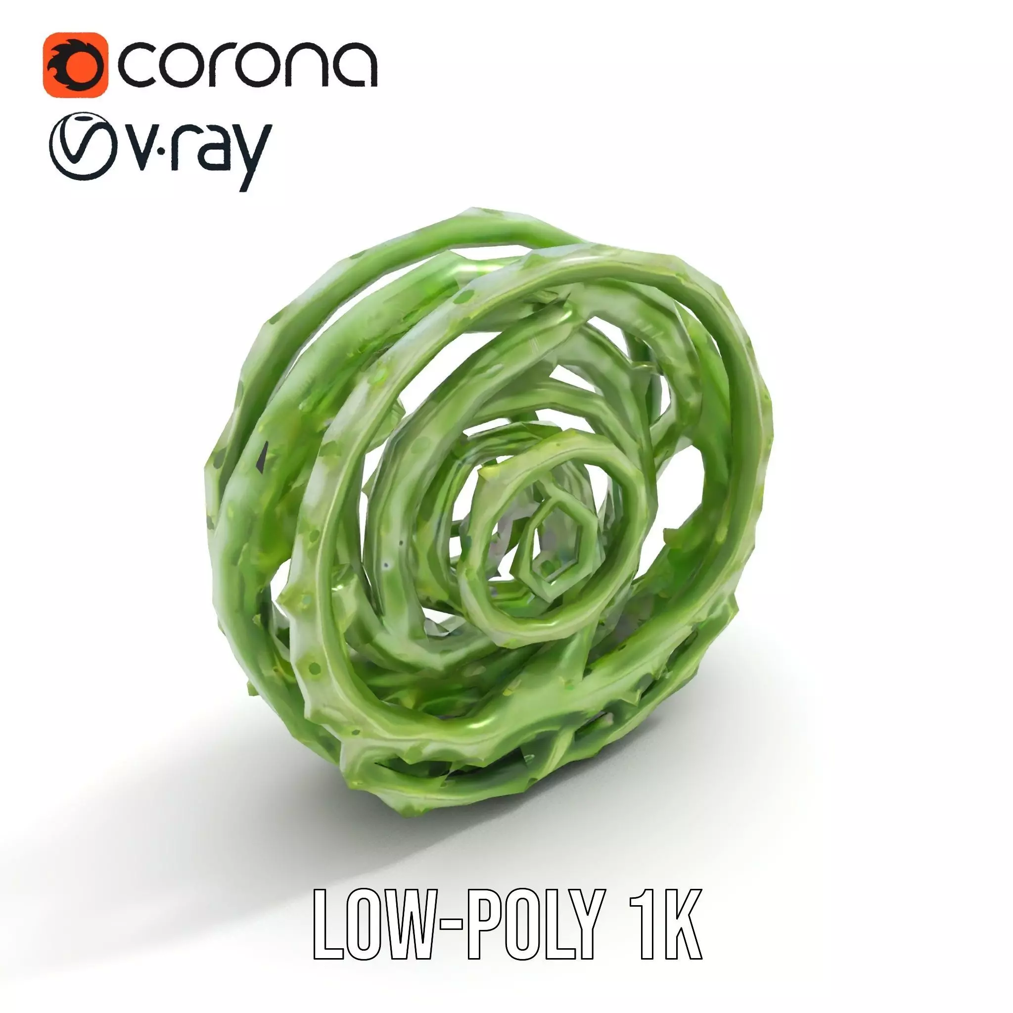 Green Spiral Thorn model pack Low-poly 3D model_27