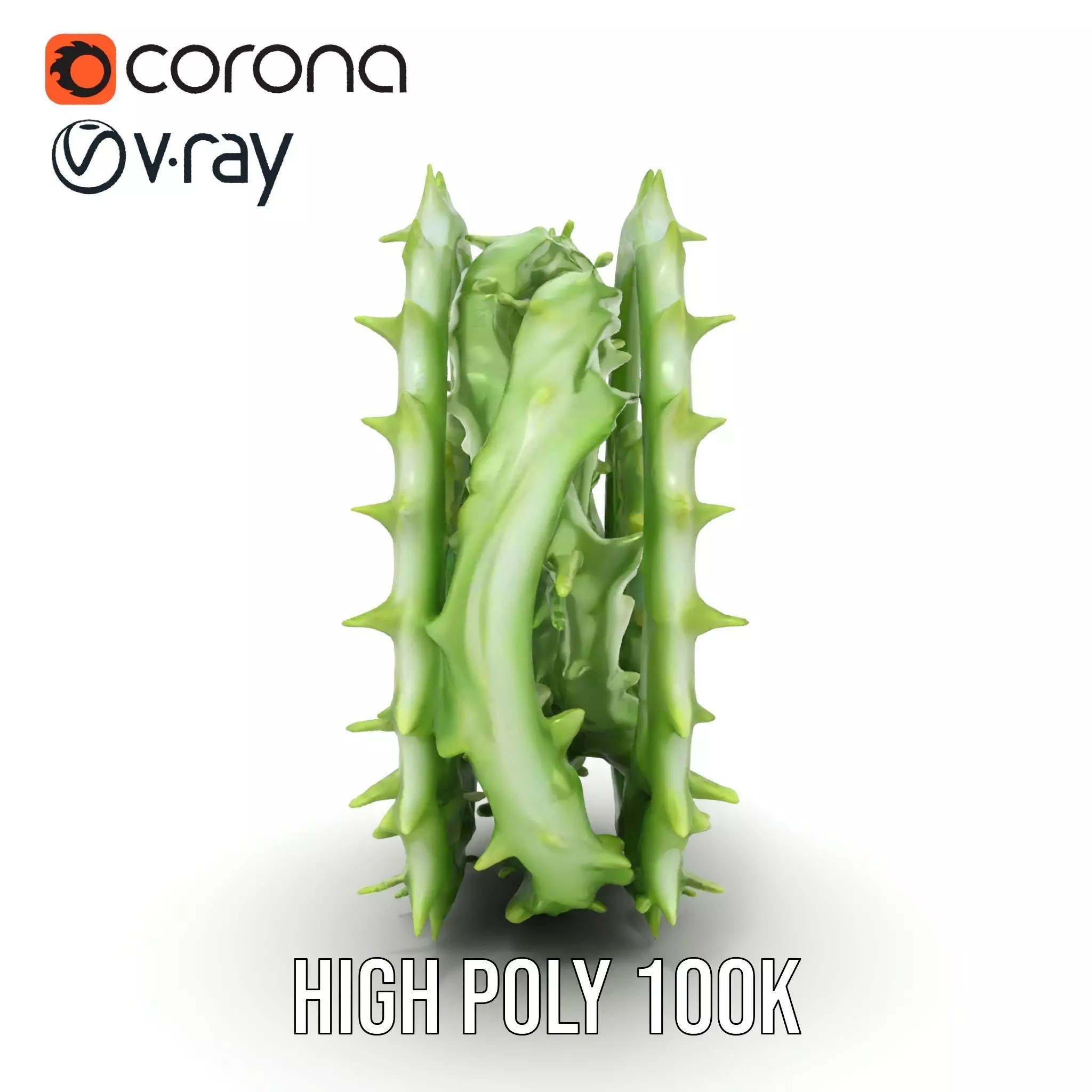 Green Spiral Thorn model pack Low-poly 3D model_17