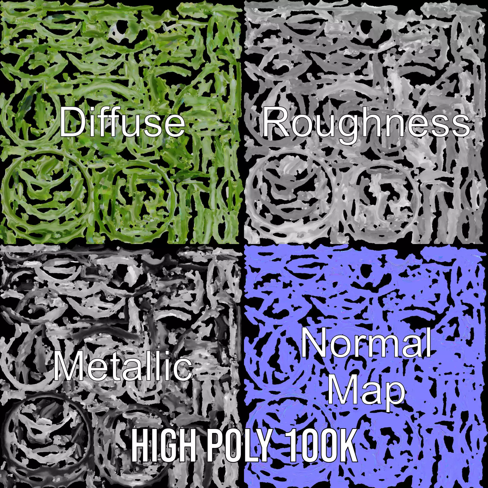 Green Spiral Thorn model pack Low-poly 3D model_3