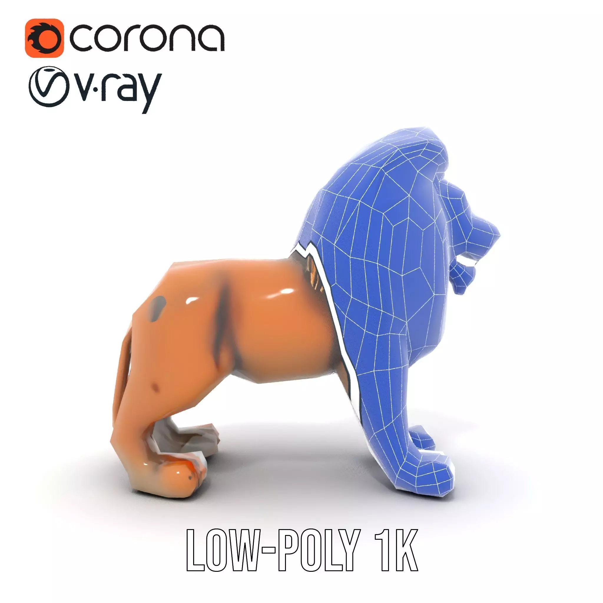 Bronze Lion Sculpture model pack Low-poly 3D model_25