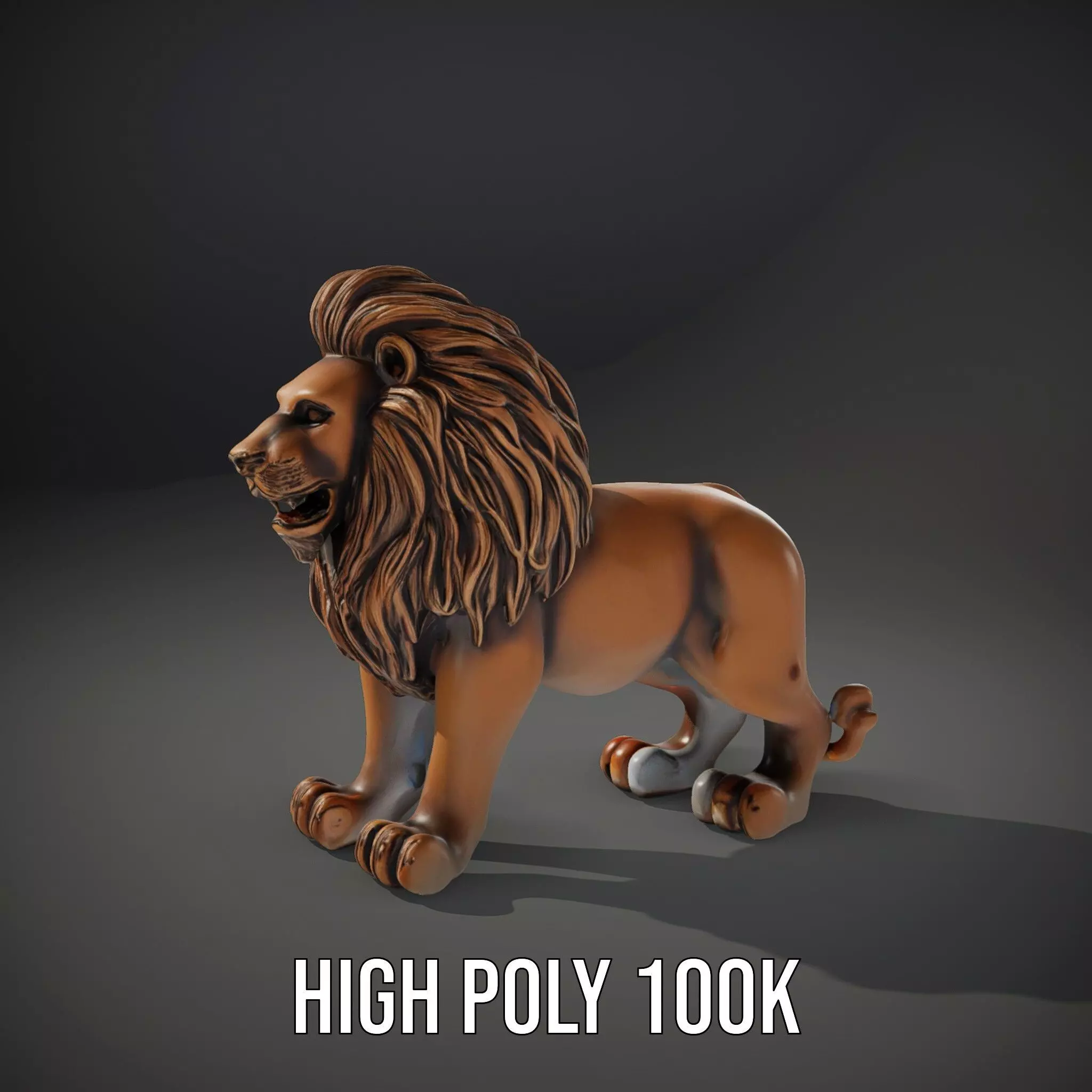 Bronze Lion Sculpture model pack Low-poly 3D model_10
