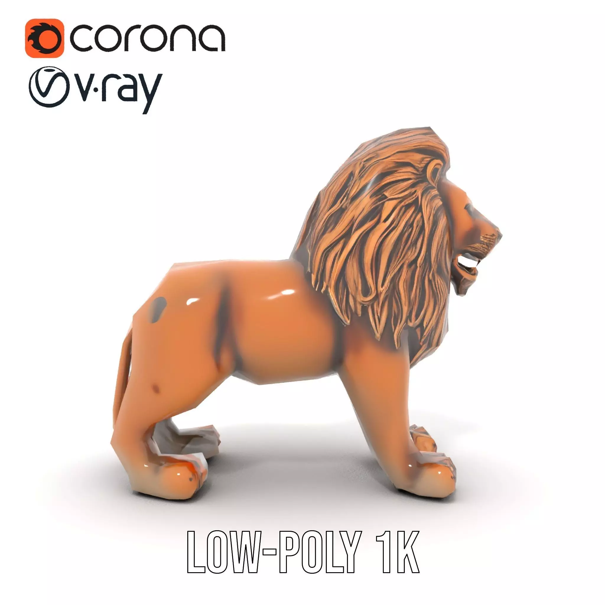 Bronze Lion Sculpture model pack Low-poly 3D model_17