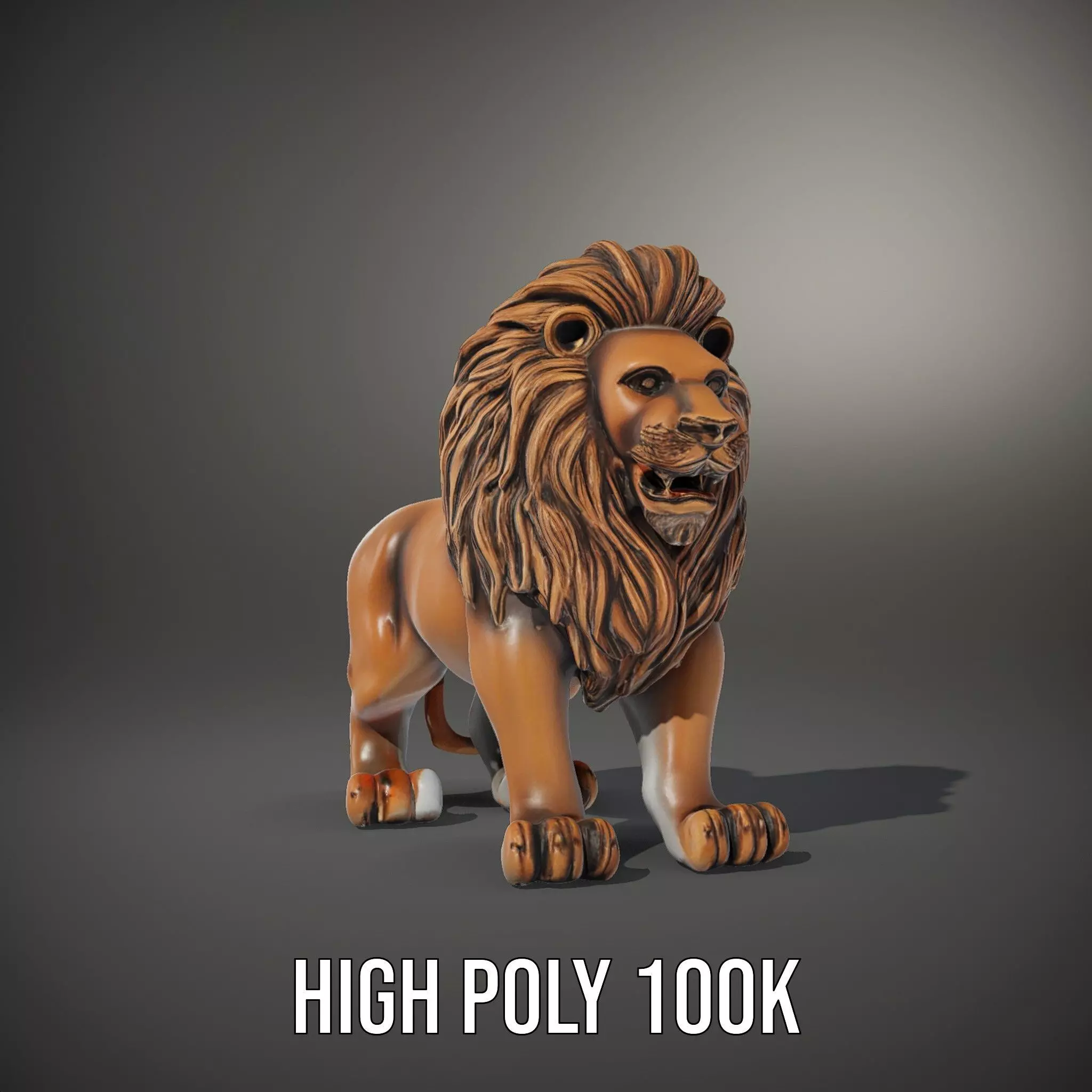Bronze Lion Sculpture model pack Low-poly 3D model_8