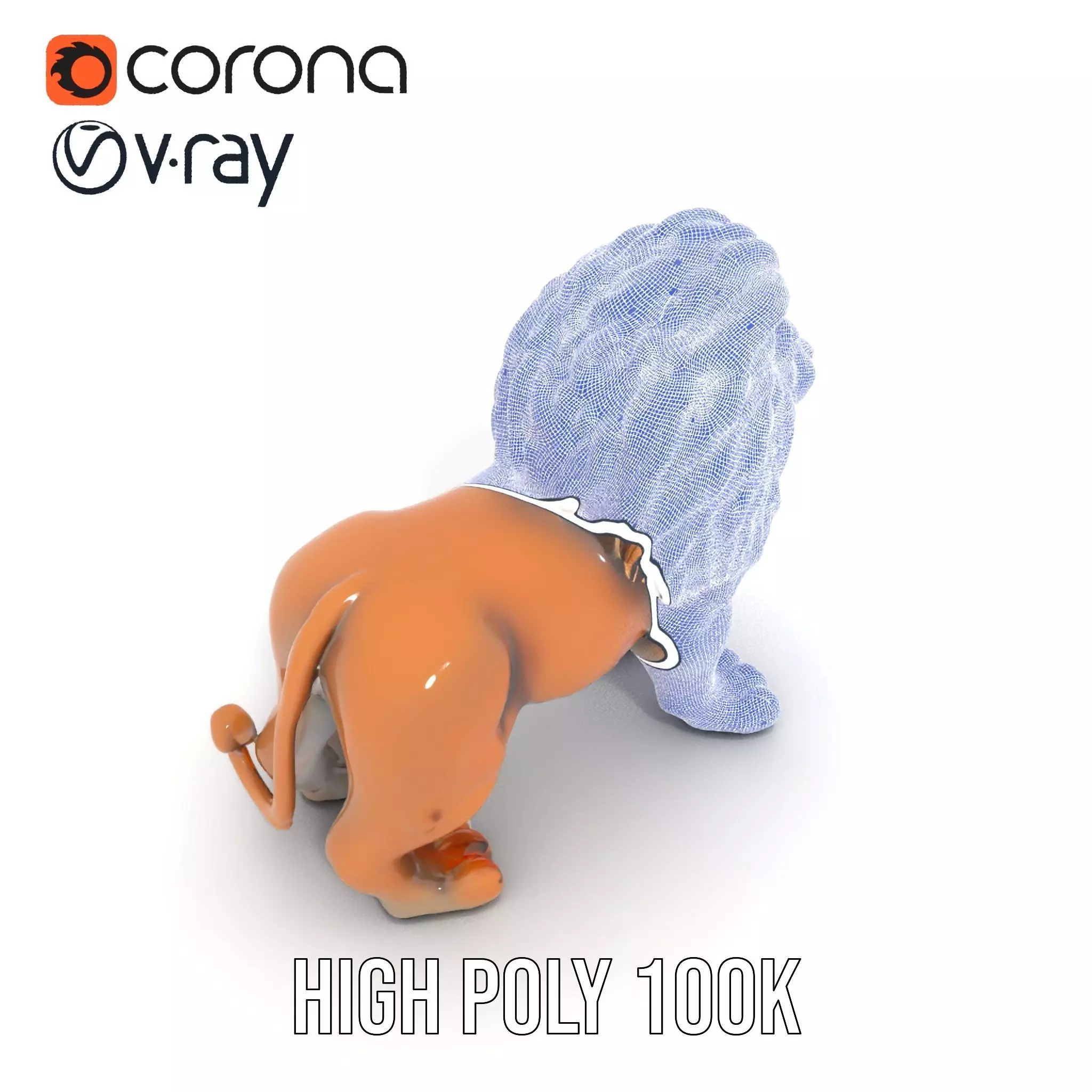 Bronze Lion Sculpture model pack Low-poly 3D model_32