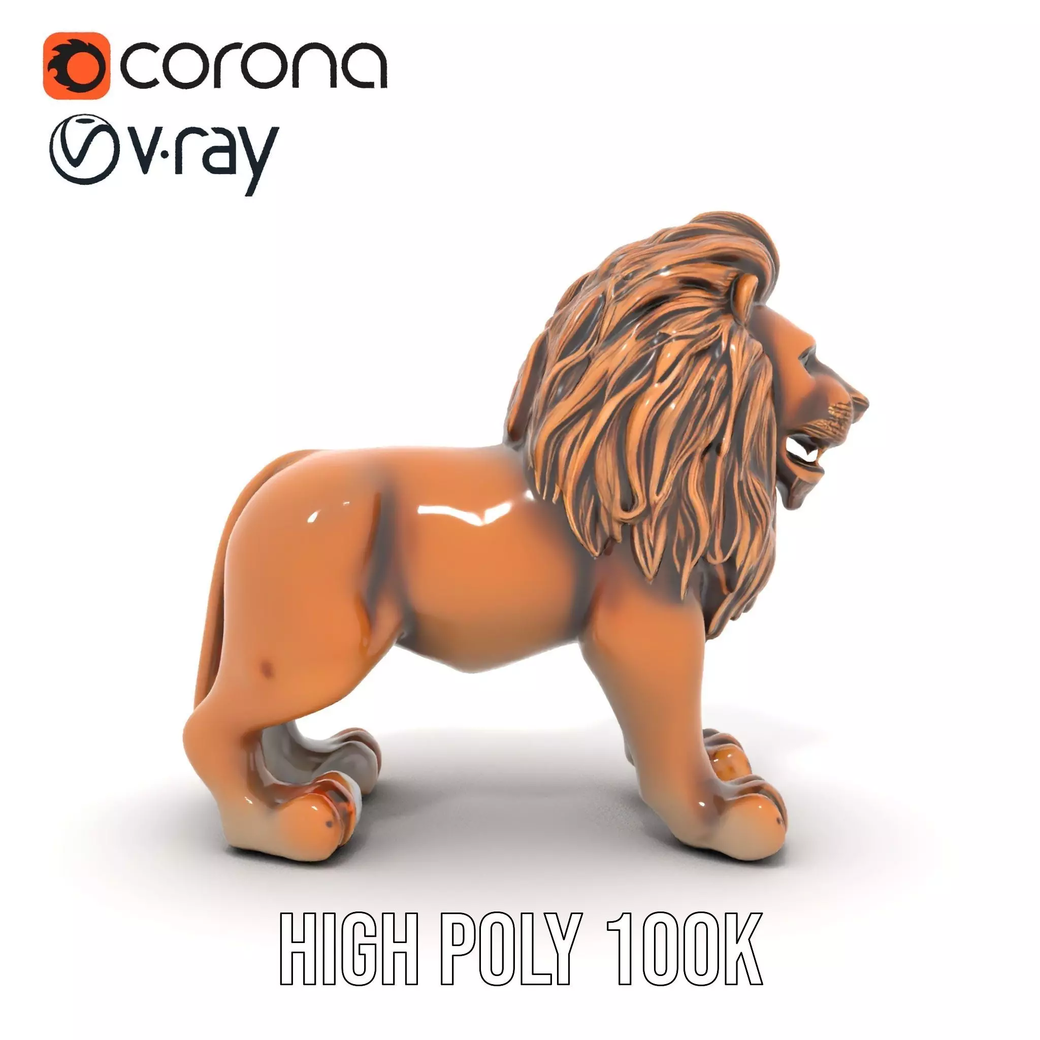 Bronze Lion Sculpture model pack Low-poly 3D model_23