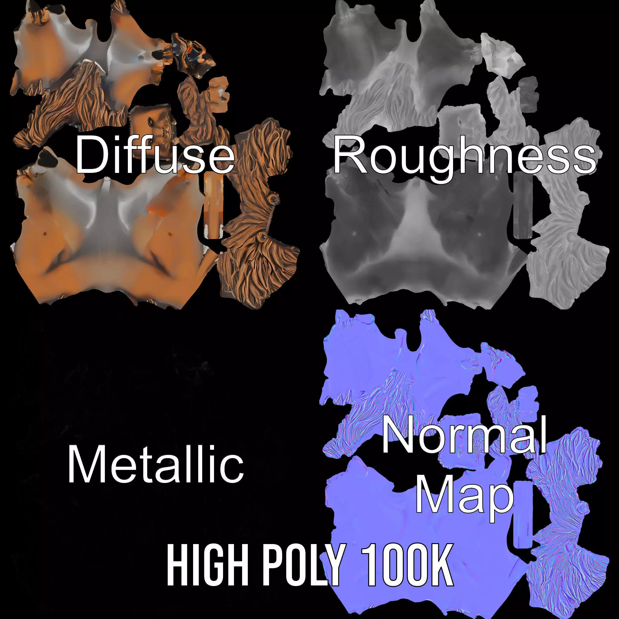 Bronze Lion Sculpture model pack Low-poly 3D model_3