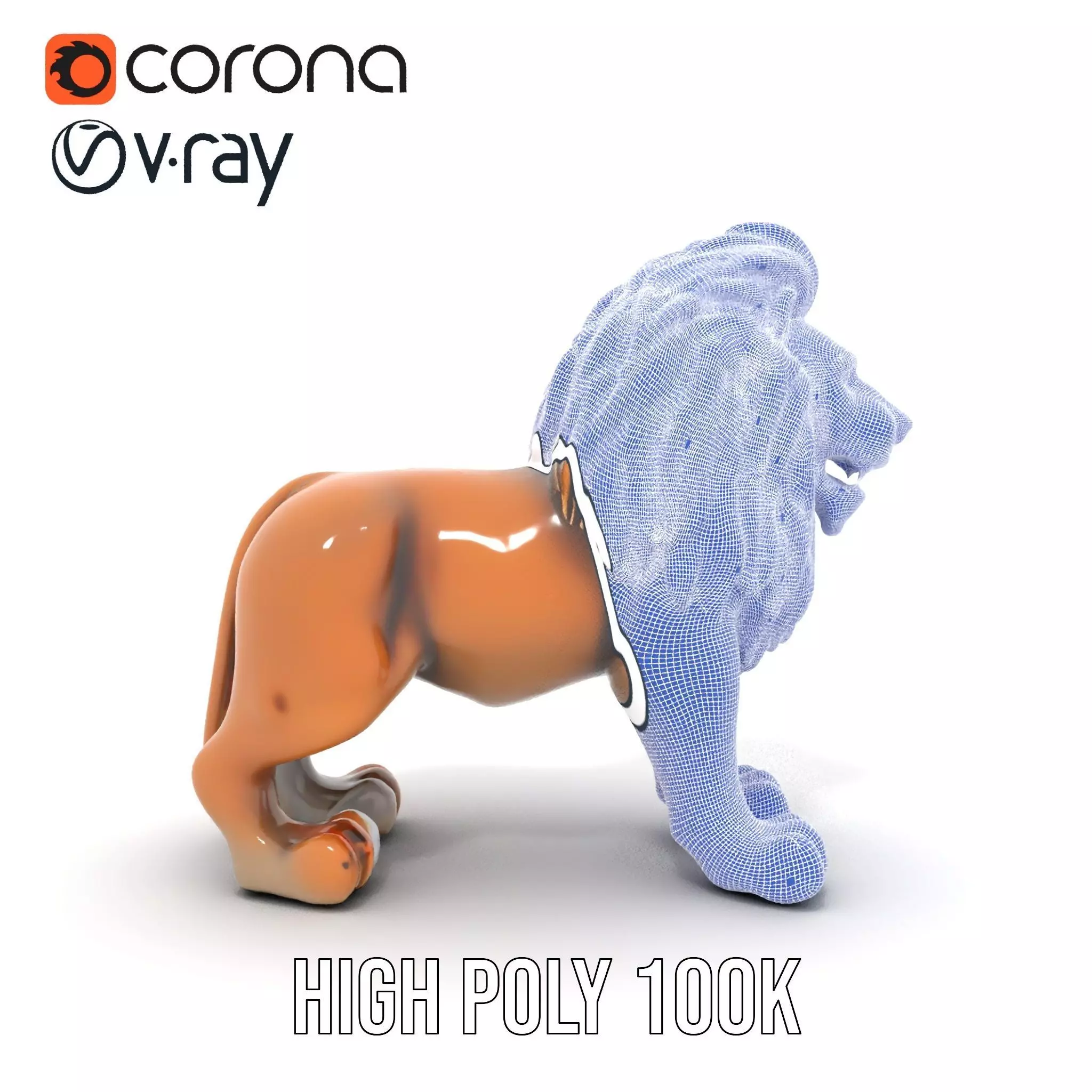 Bronze Lion Sculpture model pack Low-poly 3D model_34