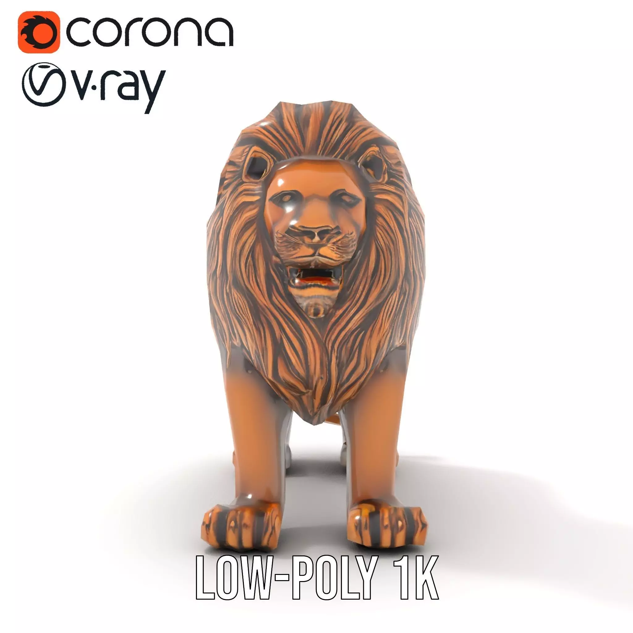 Bronze Lion Sculpture model pack Low-poly 3D model_15
