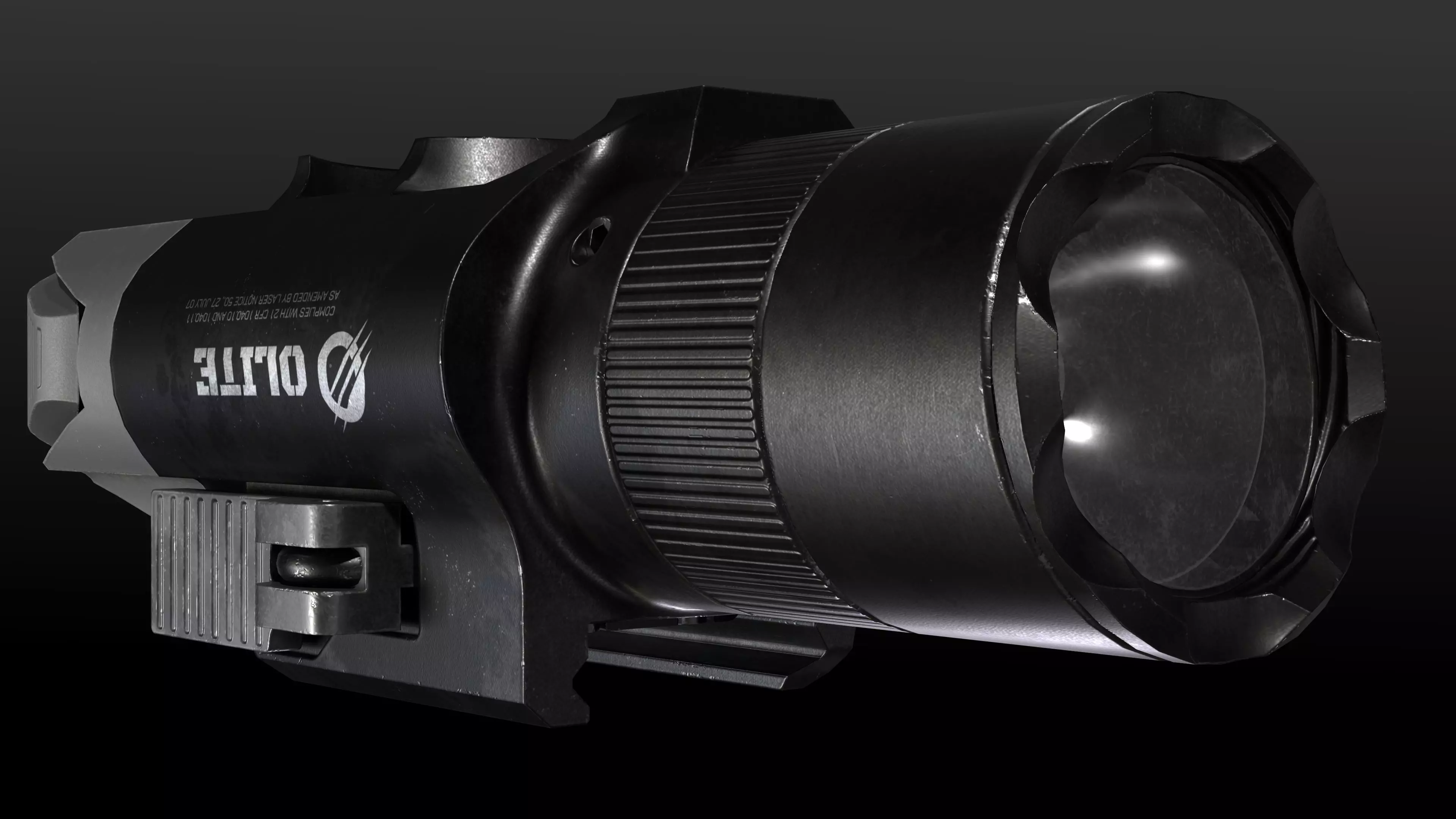 Tactical Flashlight Pro Low-poly 3D model_3