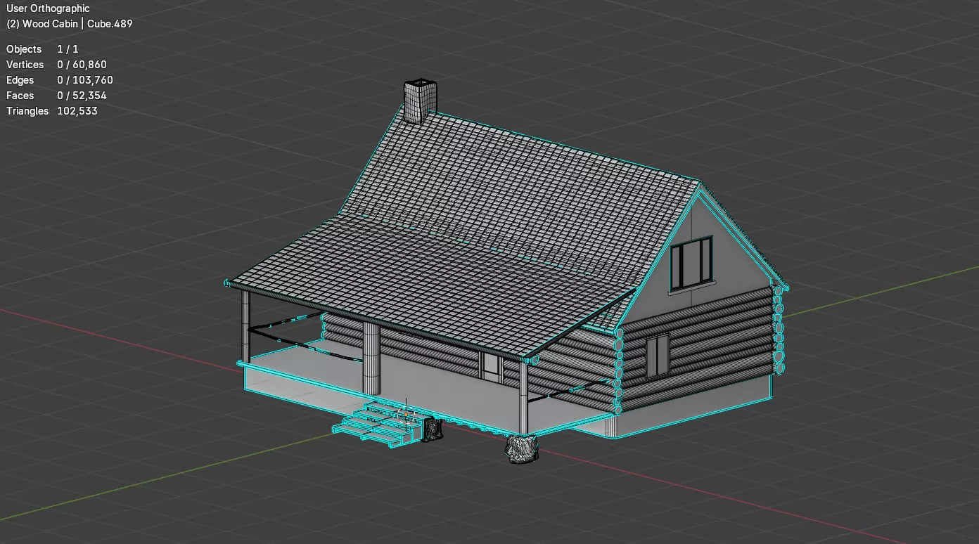 Forest Cabin with Porch Free 3D model_7