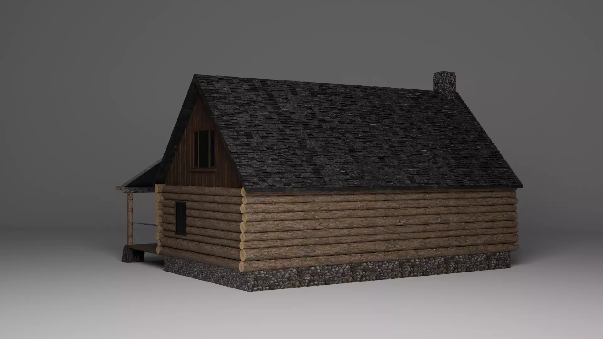 Forest Cabin with Porch Free 3D model_6