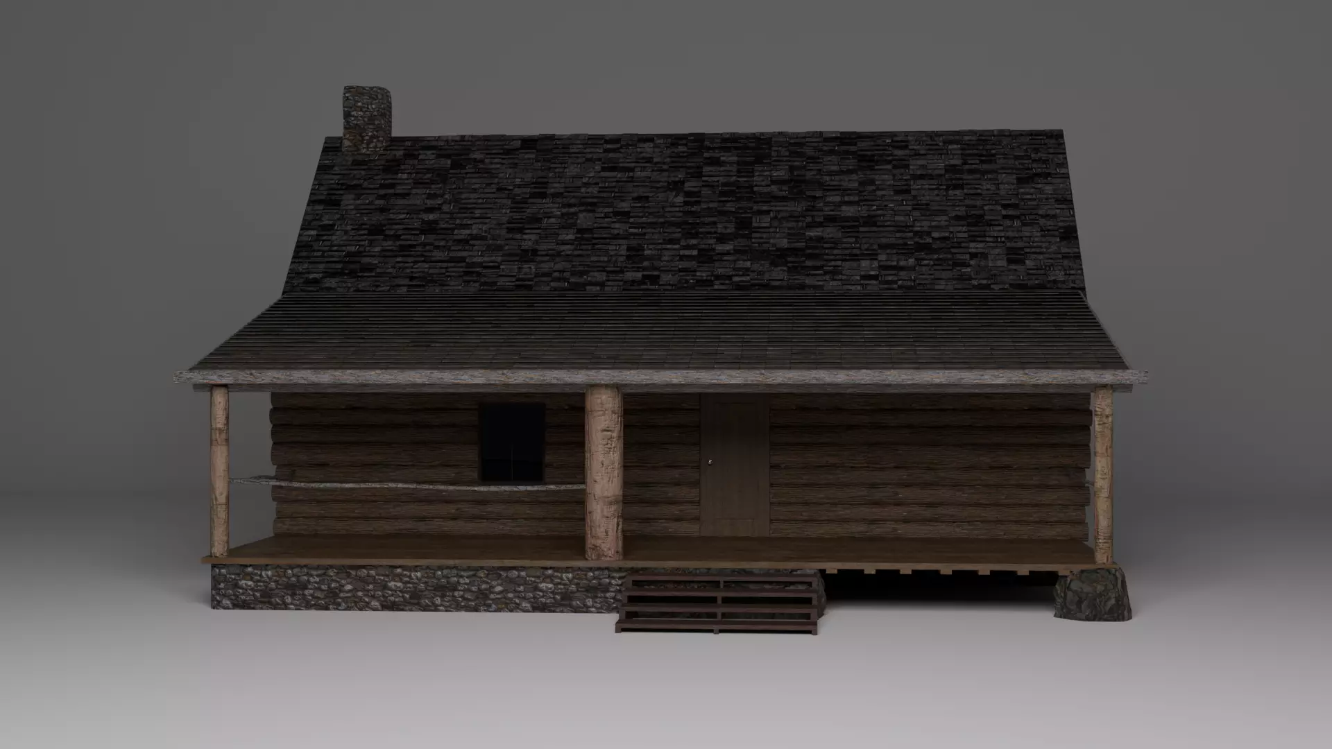Forest Cabin with Porch Free 3D model_2