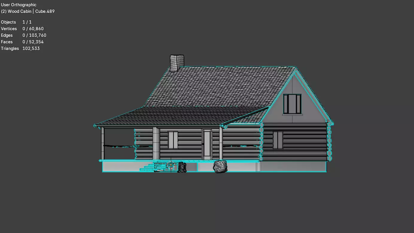 Forest Cabin with Porch Free 3D model_8