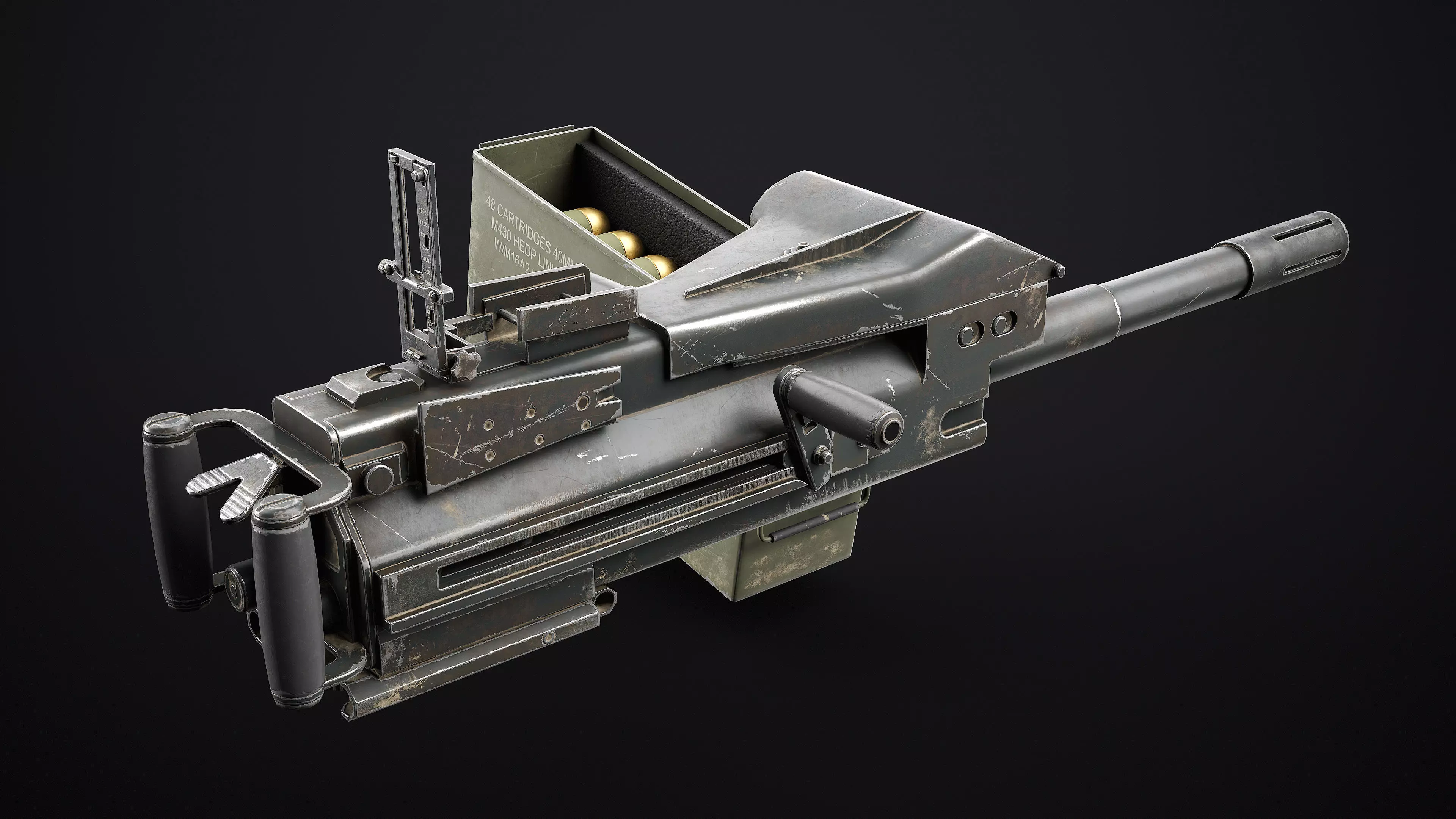 Mk 19 Grenade Launcher Game Ready Low-poly 3D model_3